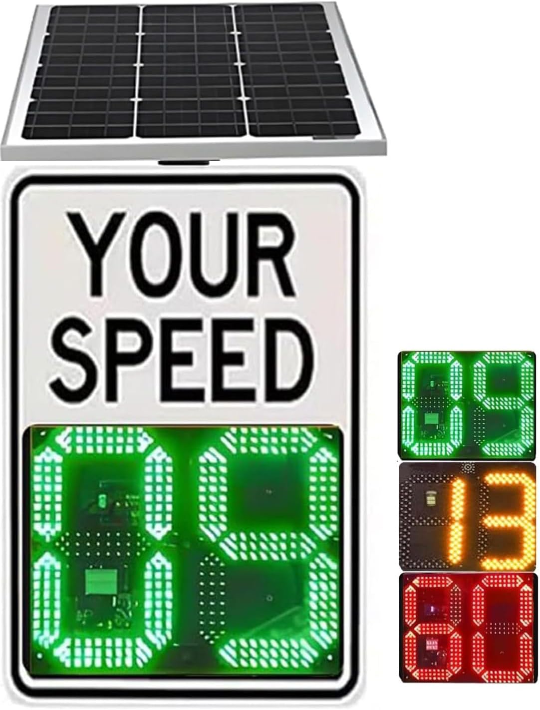 Speed Display Radar Traffic Sign, 20"x27"/50 * 70cm Solar Speed Radar Feedback Sign Road Safety Speed Limit Detector with Accessories