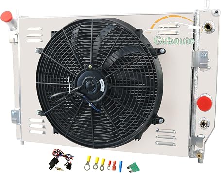4 Row Core Radiator For 2005-2013 2006 Chevy Corvette C6 SSR V8 6.0L 6.2L 7.0L 2007 2008 2009 2010 2011 2012 All Aluminum Radiator Shroud Fan Relay
