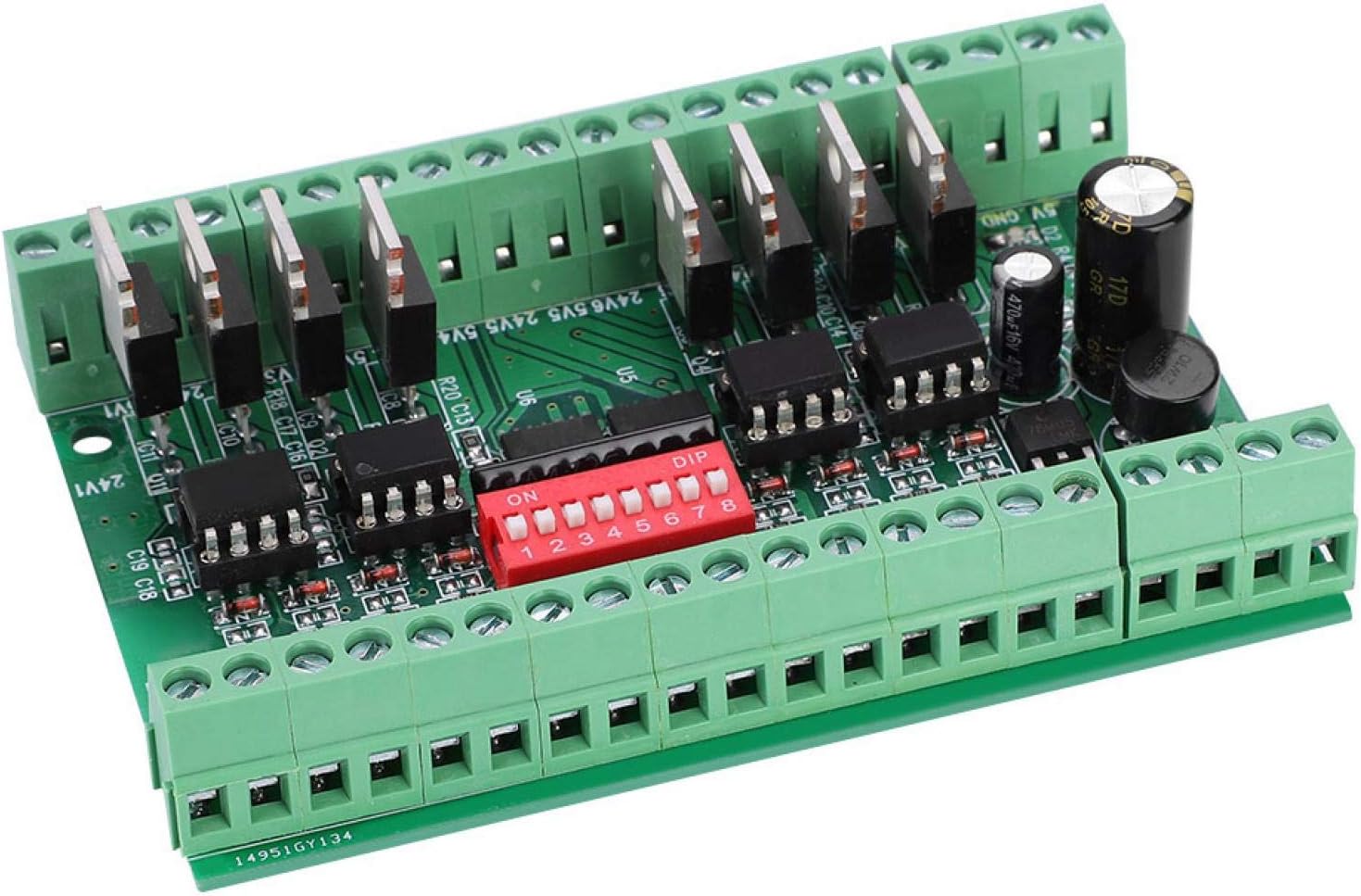 Yunir 8-Channel Level Converter Module, angled view showing DIP switches