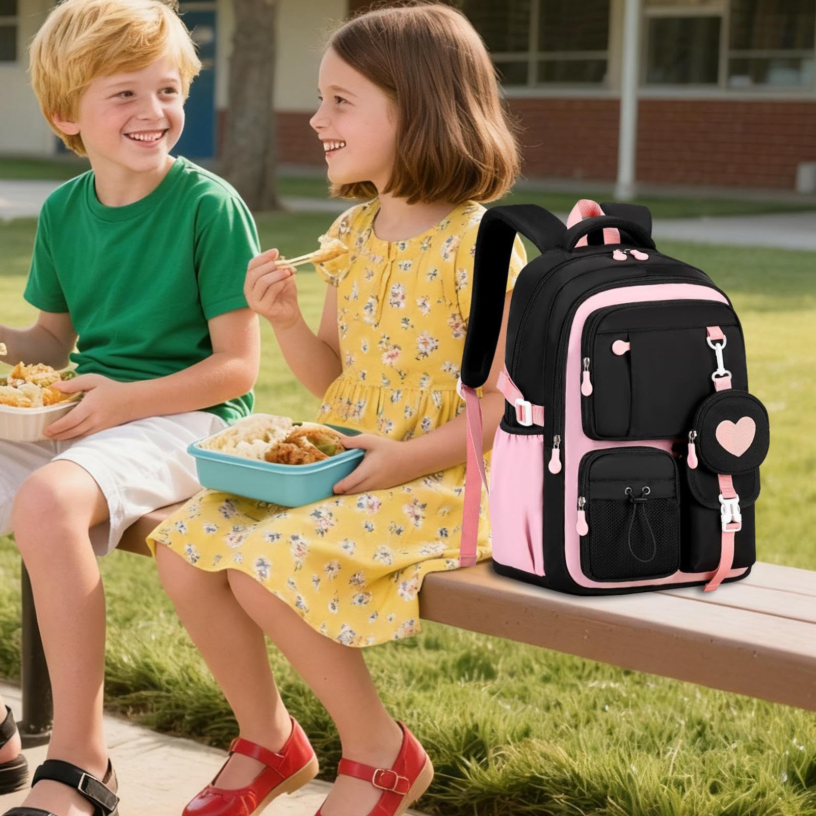 Rucksack für die Grundschule - Schulrucksack für Kinder, Book Lernspeichen Teenager | Geräumige Tasche für Mädchen große Größe, Reisebranche für Kinder, Jugendliche, Pink, Fare riferimento alla