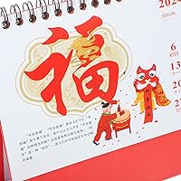 Vista 7 de NUOBESTY Calendario chino de escritorio 2024, calendario del año del dragón, calendario de escritorio chino lunar en espiral, calendario para Rojo1