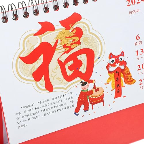 Miniatura 7 de NUOBESTY Calendario chino de escritorio 2024, calendario del año del dragón, calendario de escritorio chino lunar en espiral, calendario para