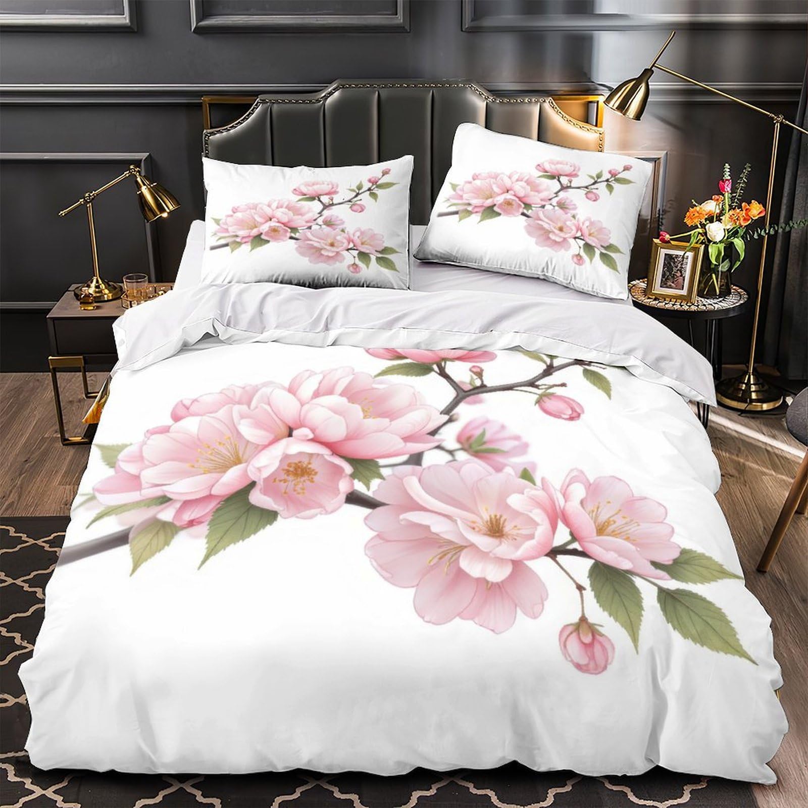Housse de couette anti-acarien 200x200 rose avec fermeture éclair pratique