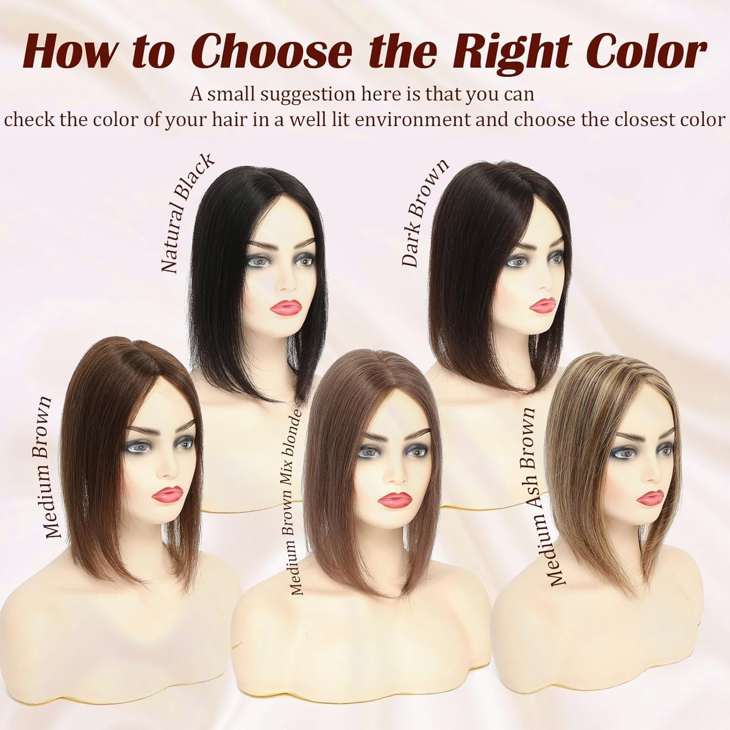 VASILIA Hair Toppers for Women Real Human Hair 120% Density Hand-made 4 * 4.8 Inch Swiss Base Human Hair Topper without Bangs 12 Inch Wig Toppers for Thinning hair #1B Natural Black