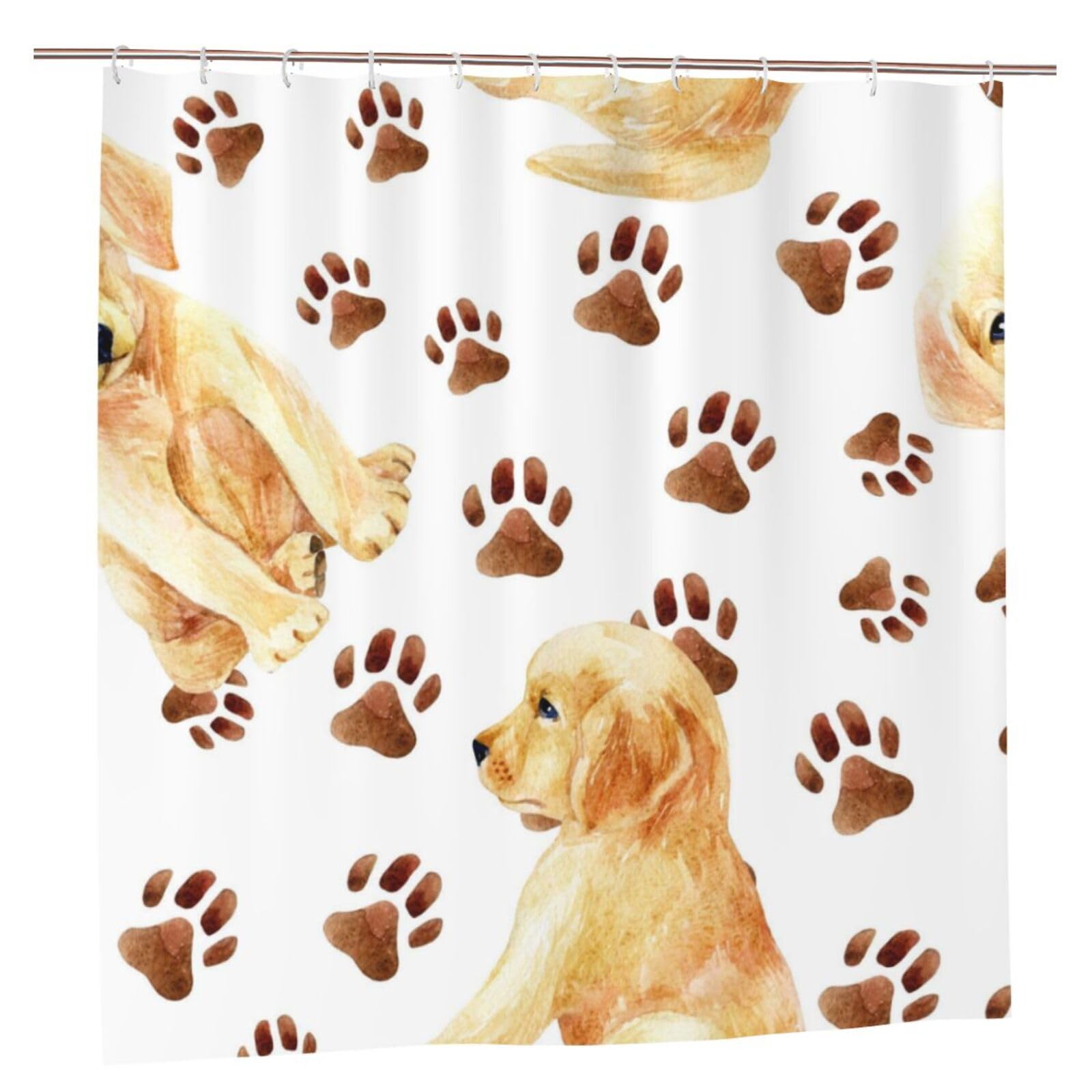 Oudrspo Polyester Fabric Shower Curtain - 70x70 Inch with Metal Grommets, Artistic Privacy Design, Labrador Retriever Puppy