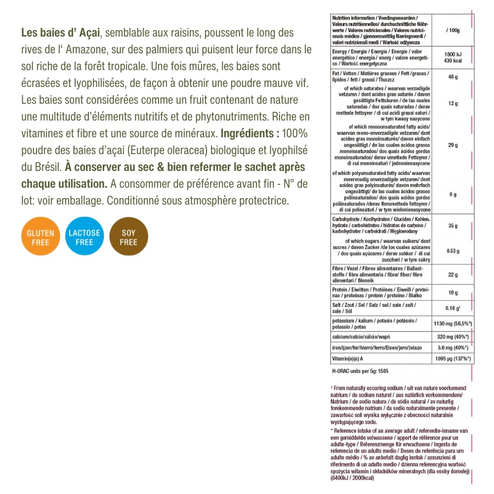 Purasana® Poudre de Baies d’Açaï Bio - Complément Alimentaire Superaliment, Riche en Antioxydants, Renforce l'Immunité, 100% Vegan & Sans Gluten, 100g