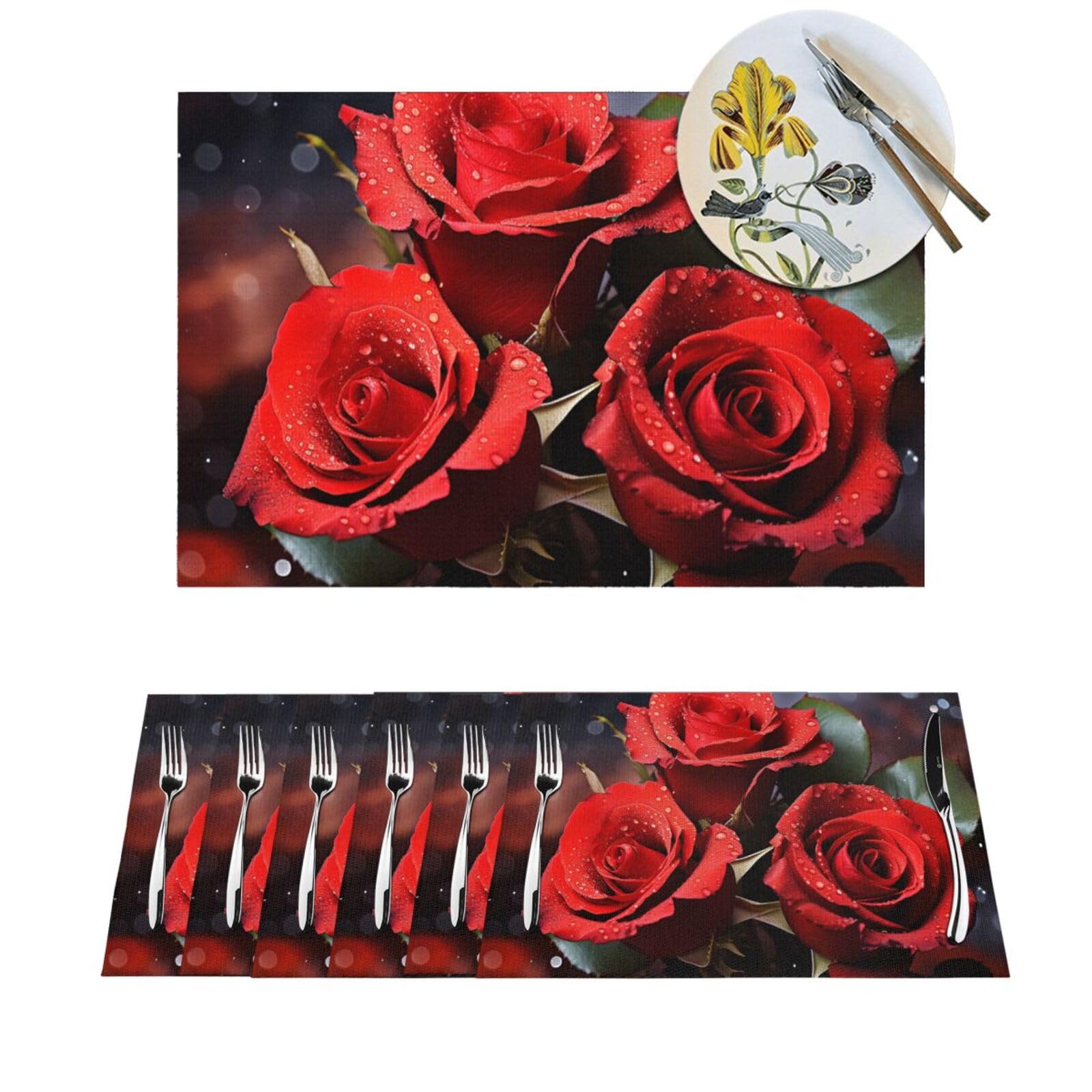 Sets de table antidérapants et faciles à nettoyer roses lot de 6