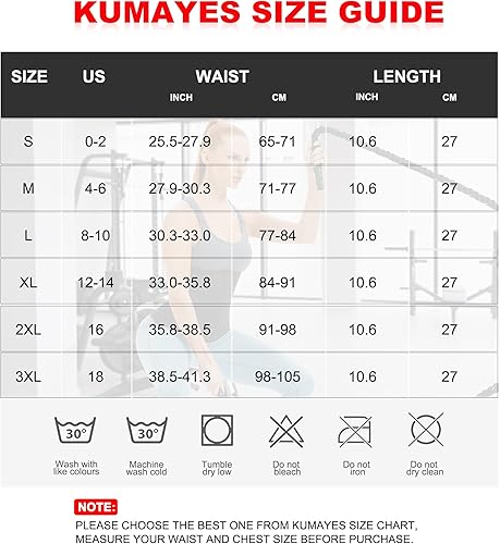 Miniatura 6 de KUMAYES Reductor de cintura para sudar para mujer, cinturón de entrenamiento para la parte inferior del vientre, banda de sudor, pérdida de peso,