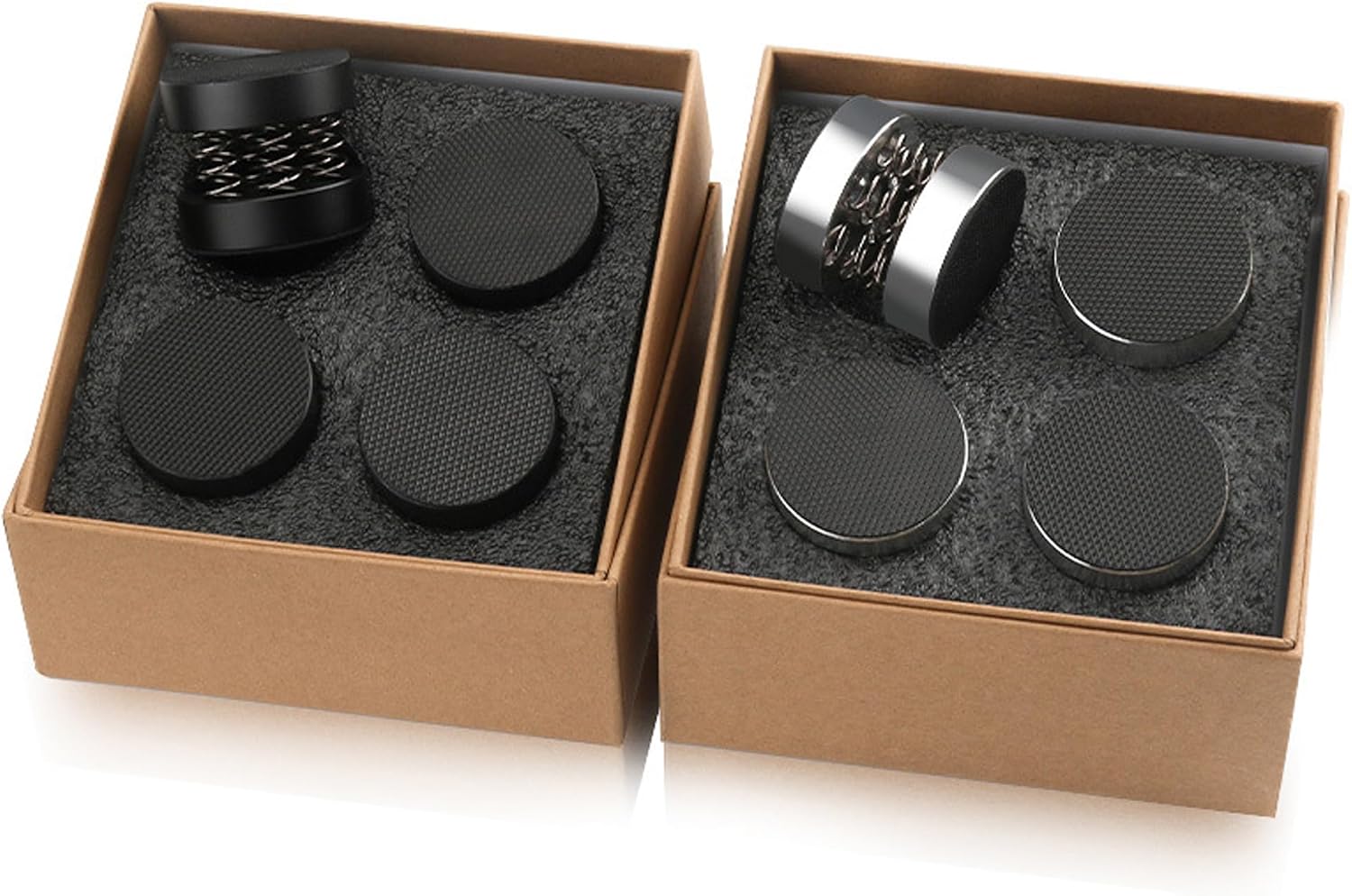 Hi-end Speaker Isolation Feet 1.8"x1.6" Spring Shock Absorber Feet HiFi Audio Stand Feet Aluminum Speaker Spike Pads for CD-Player DAC Subwoofer Turntables (SP4541, Black)