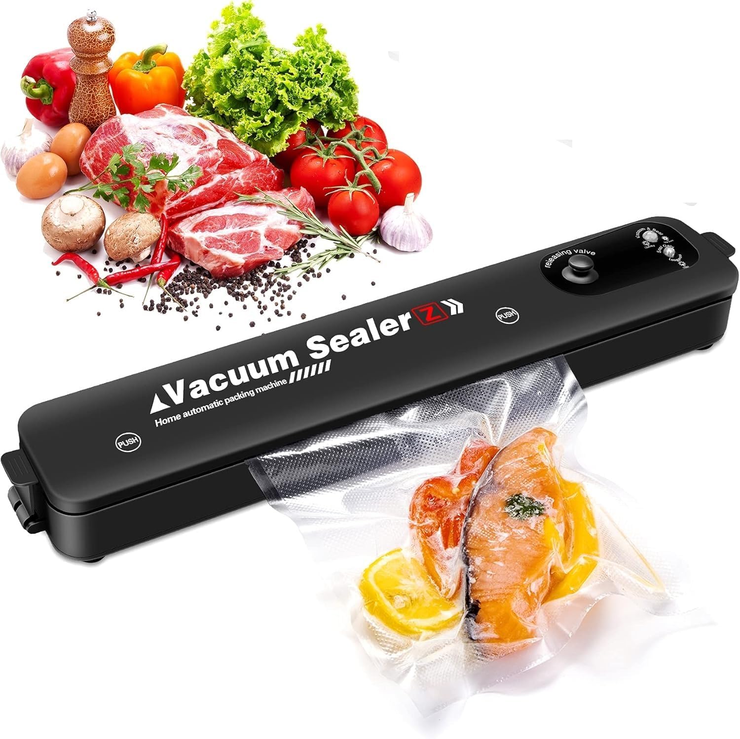 Automatic Vacuum Sealer Machine for Food Storage, Home Packing System with Release Valve, Black-image-38
