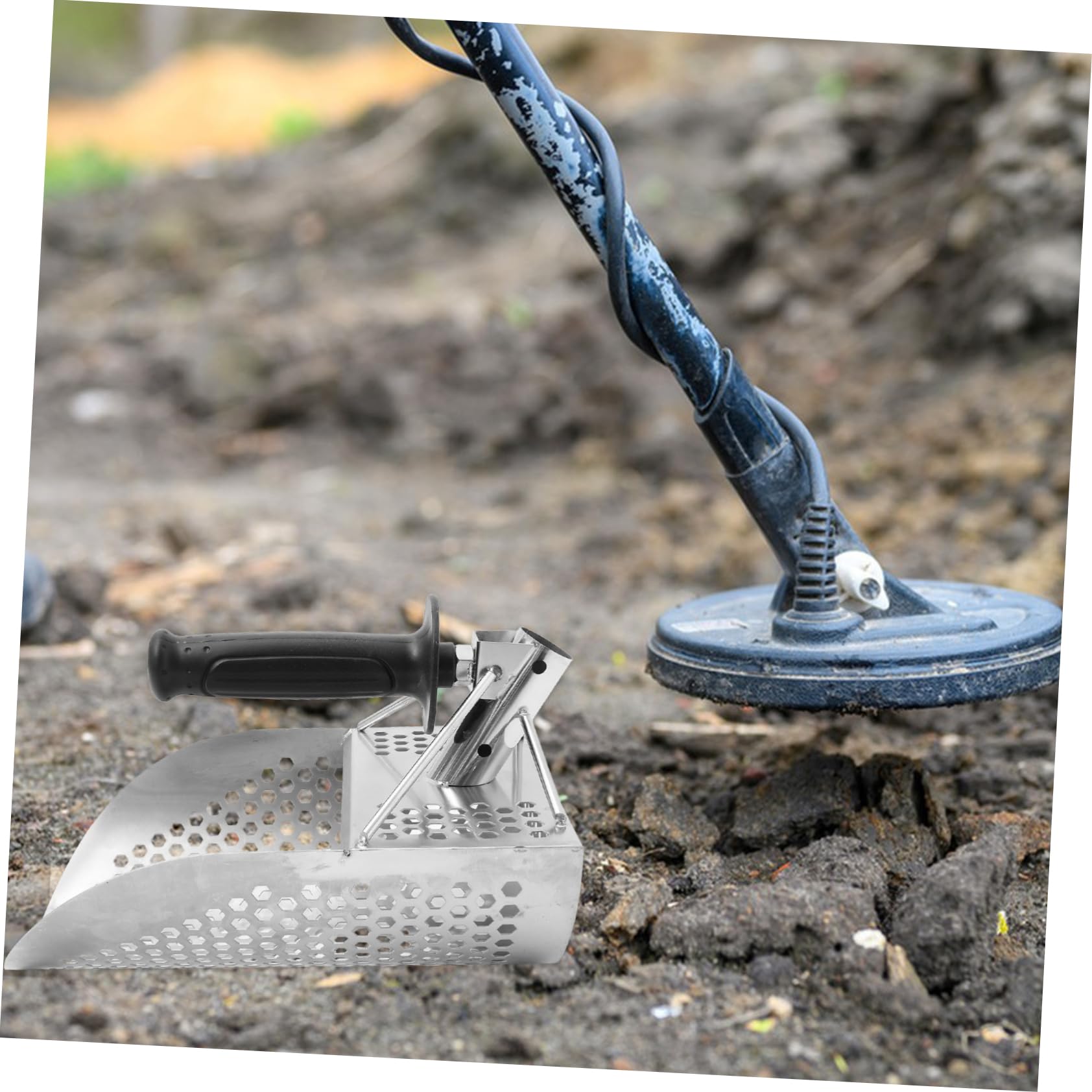 Pala Detector de Metales de Acero Inoxidable Diseño Versátil y Agujeros para Cedazo de Suelo en Variedad de Tipos de Tierra y Playa