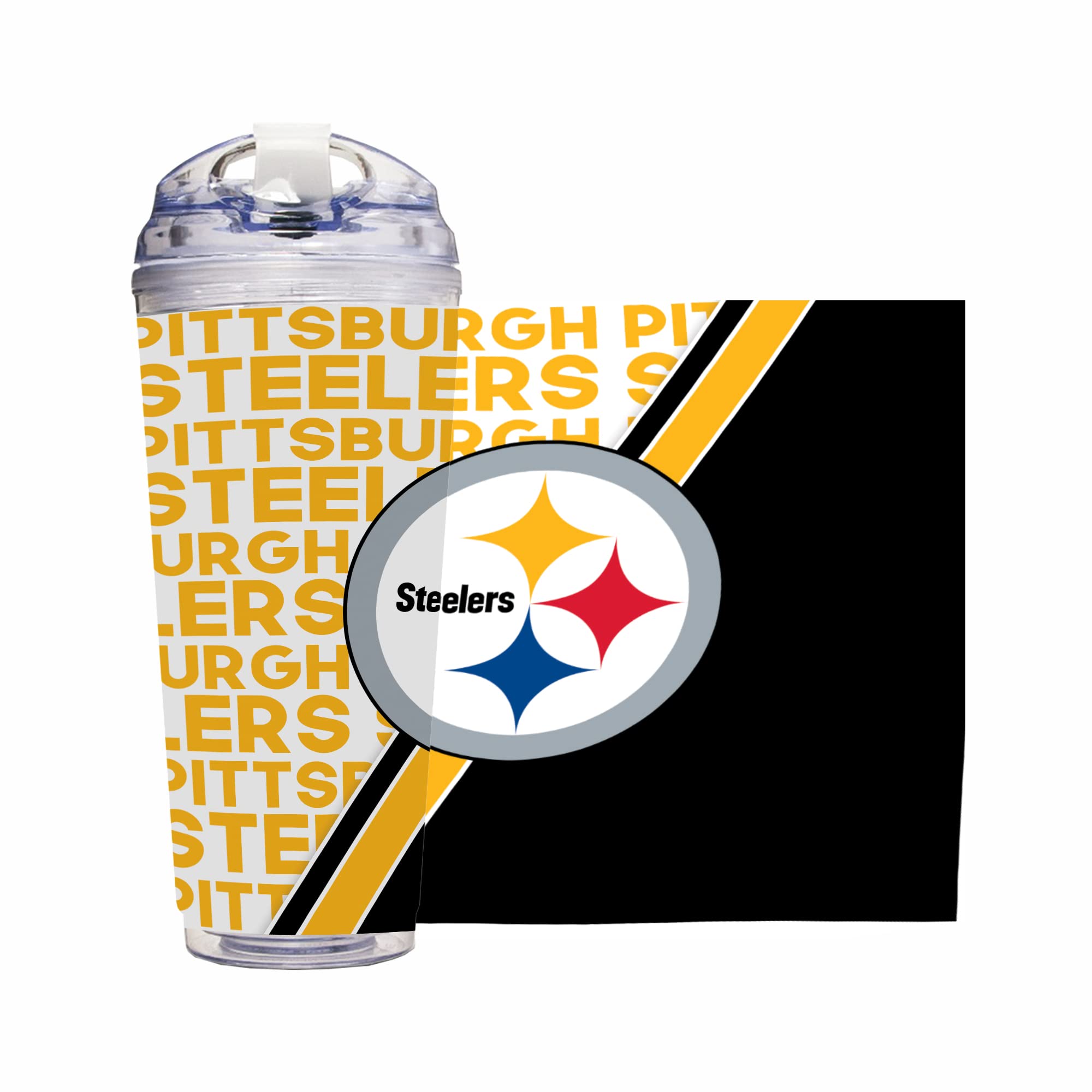Rico Industries NFL Football 24oz Acrylic Tumbler with Hinged Lid, Officially Licensed Double Wall Tumbler for NFL Fans
