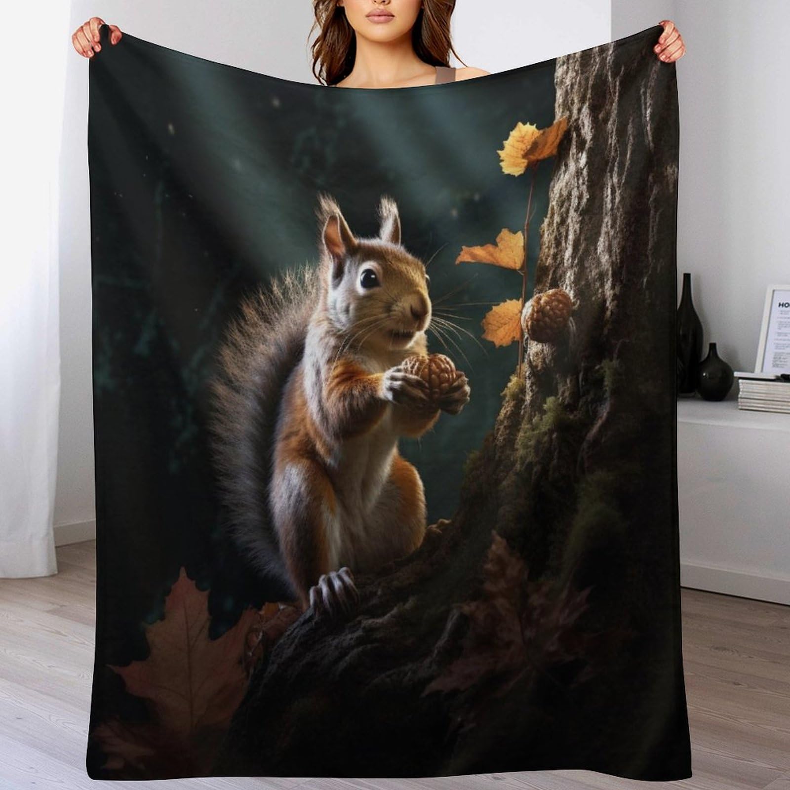 Manta de franela con ardillas de 130x180 cm para sofá