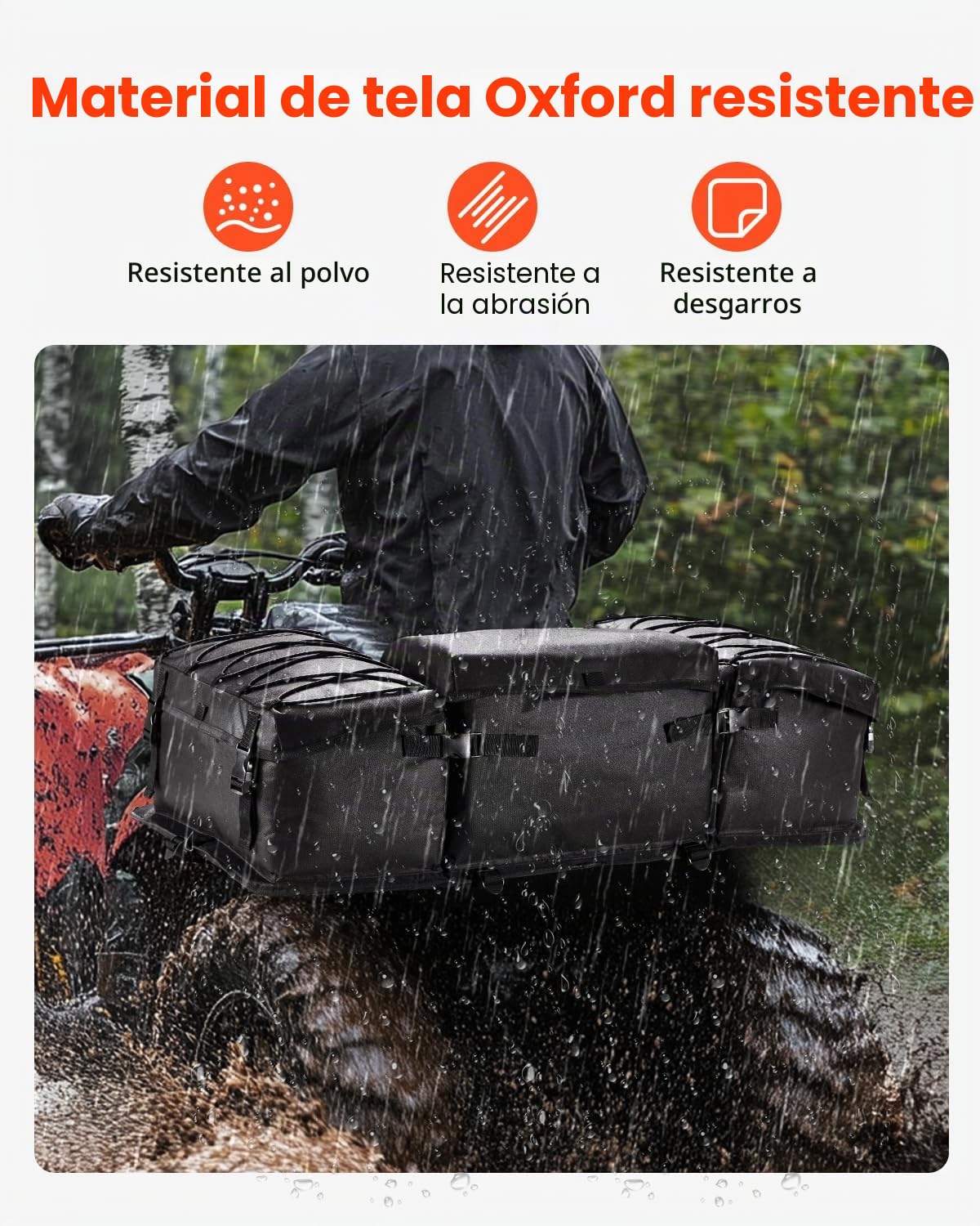VEVOR Bolsa de Almacenamiento Trasera para ATV, 50 L con Cojín de Asiento de Esponja y Soporte para Botella, de Tela Oxford 600D, Compatible con ATV, UTV, Vehículo Can-Am, 920 x 480 x 270 mm