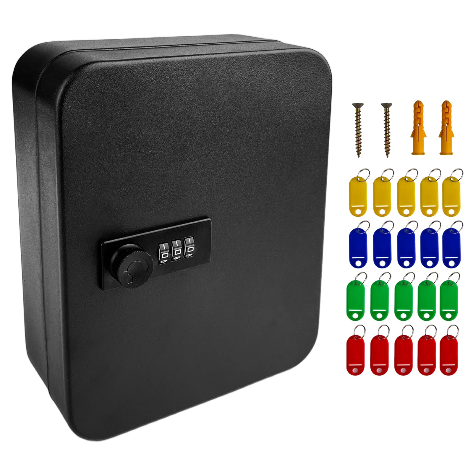 Caja de Seguridad para Llaves, Robusta de Metal, Caja Seguridad Llaves, 20 Dígitos Cerradura Combinación Cerradura Seguro Caja para Llave para Oficina, Casa, Garaje, Escuela, Negro
