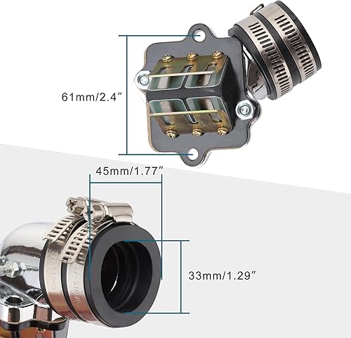 Miniatura 2 de GOOFIT Colector de admisión de carreras de alto rendimiento con válvulas de lengüeta de repuesto para 2 tiempos 50cc Jog 1PE40QMB 1E40QMB Minarelli