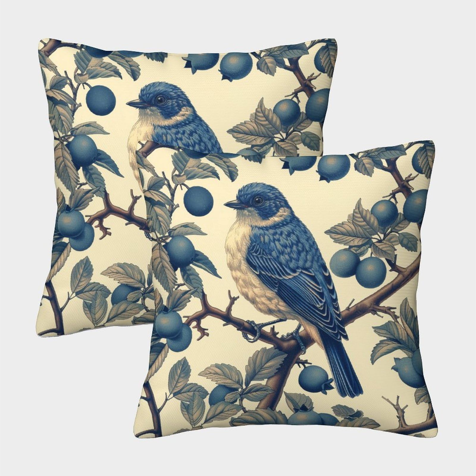 kaiyun 2 Pack Blue Bird,Minimalist Pillow Case 50x50cm 3D Printing Cushion Cover,home Decoration Sofa Cushion