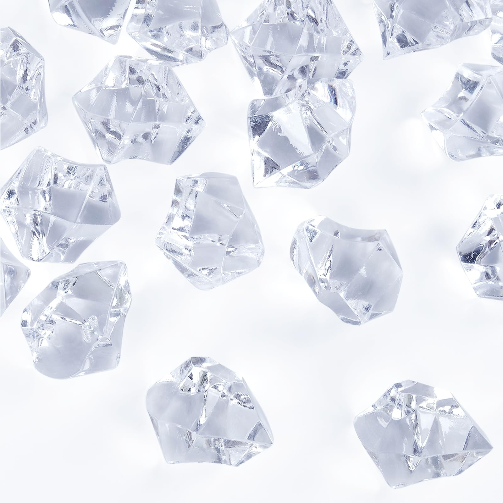 BabenestAcrylic Crushed Ice Rocks, 800 PCS Fake Crystals Plastic Ice Cubes Diamonds Gems for Vase Fillers, Home Decoration, Table Scatter, Event, Wedding, Arts & Crafts (Clear)