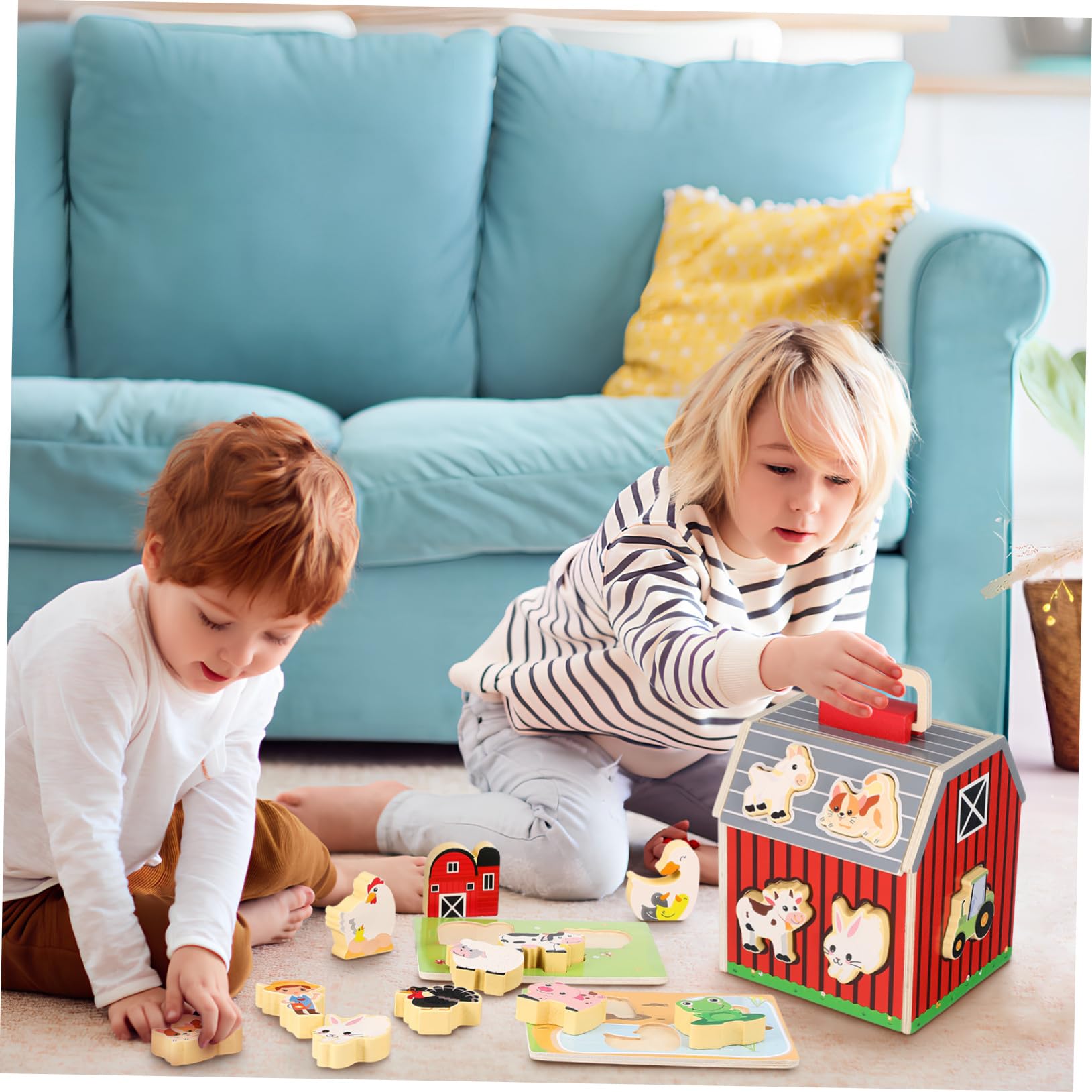 Animales De Granja De Madera Montessori Juguetes A Juego Figuras De Animales Kit De Construcción Stem para Juguetes De Matemáticas Montessori para