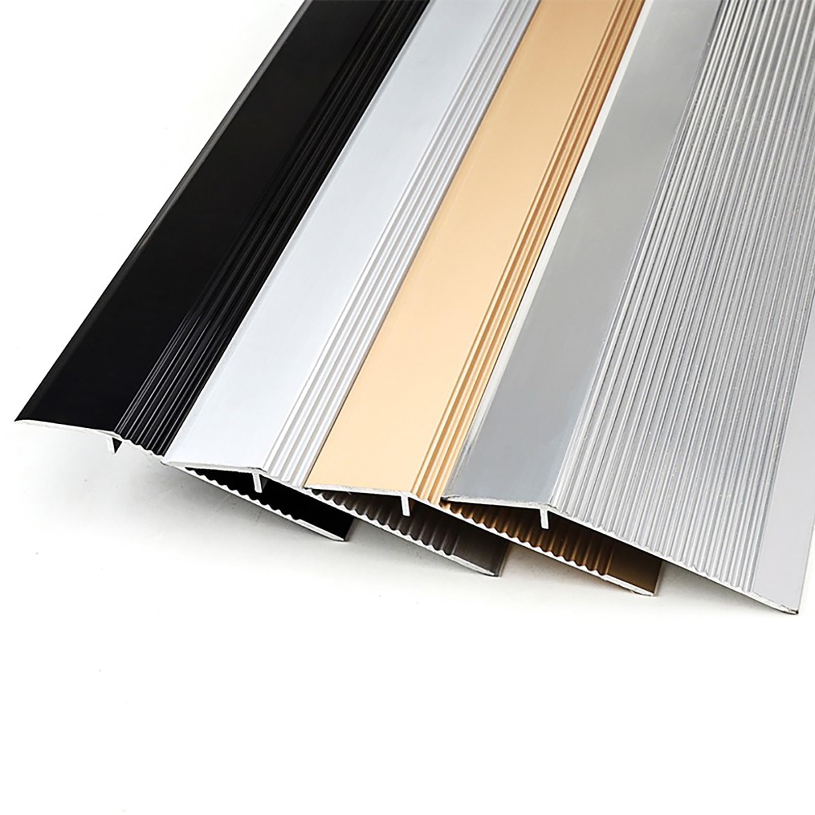 Tira De Transición para Suelos Irregulares, Perfil De Compensación para Umbral De Puerta, 135cm X 2 Piezas, 10cm De Ancho Adicional para Suelos De Madera, Vinilo Y Baldosas Interiores(Silber)