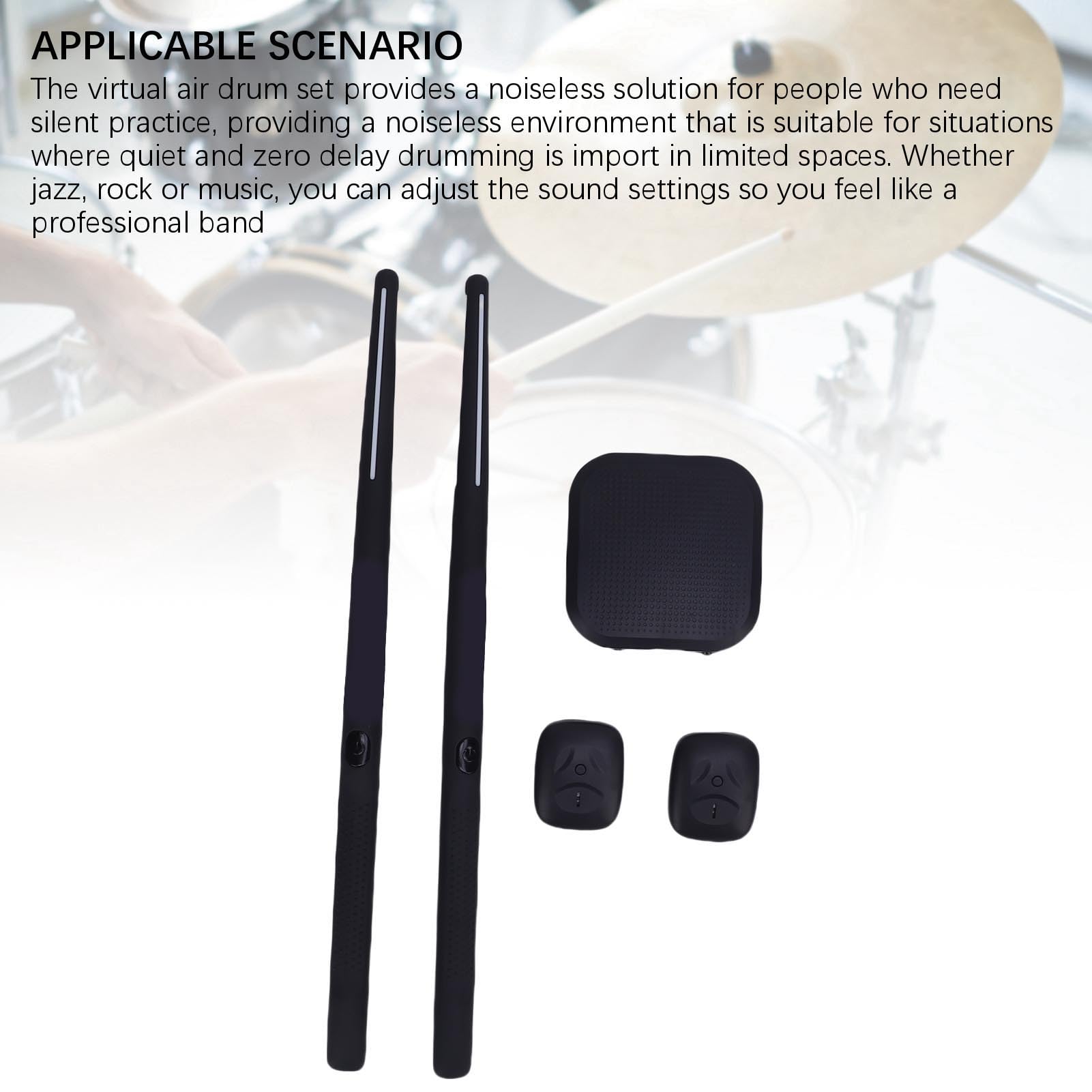 Pongnas Air Drum Sticks Kit Elektronischer Drum Set 3D -Bewegungssensor ohne Rauschen Trennbar mit Smartphone -Konnektivität für Anfänger Erwachsene