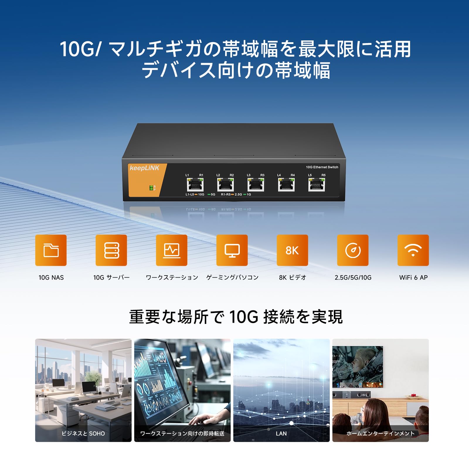 Amazon.co.jp: keepLiNK 5ポート10G マルチギガビットアンマネージ