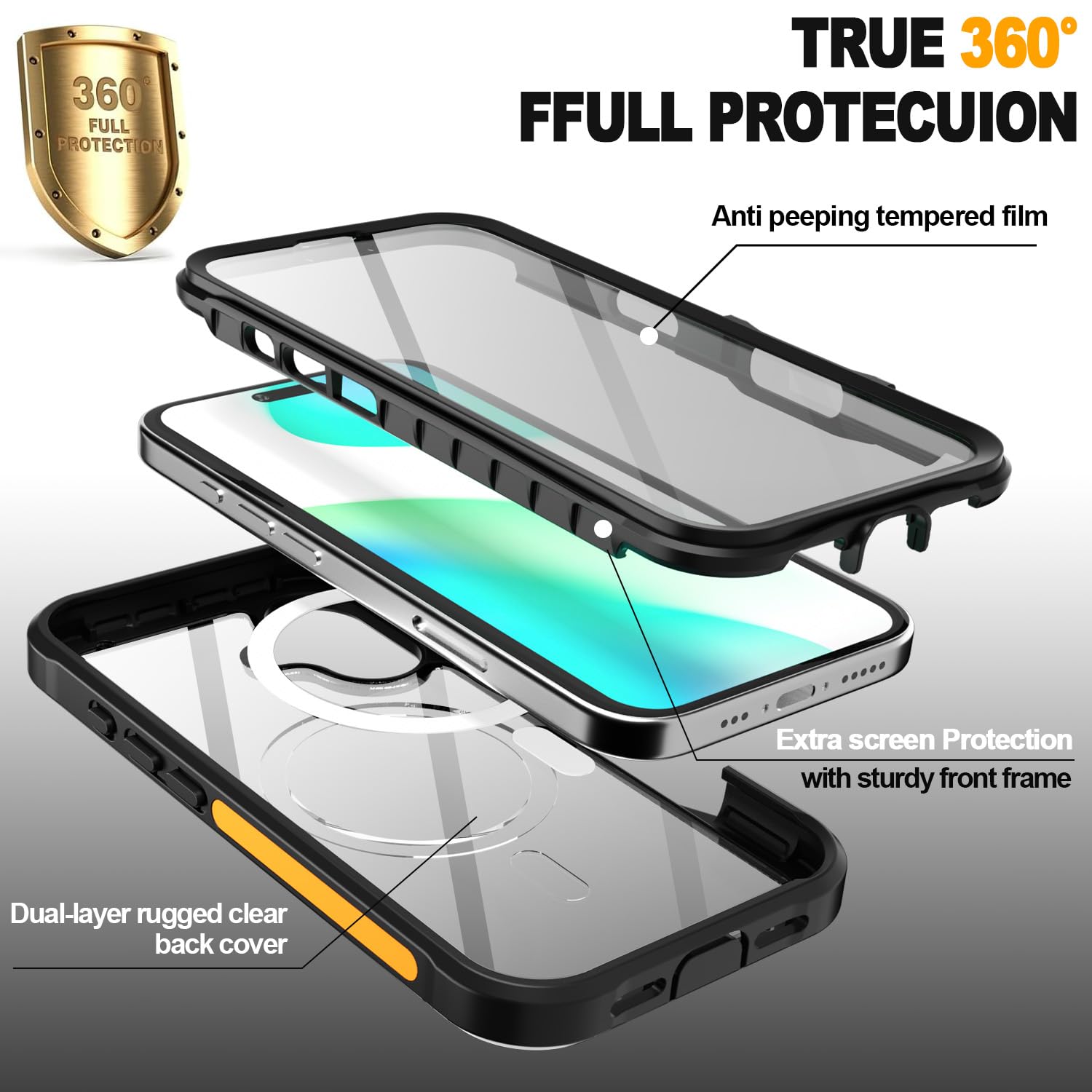 Magnetische IPhone 16 Hülle Mit MagSafe - 360° Militärschutz, Displayschutz & Stoßfest