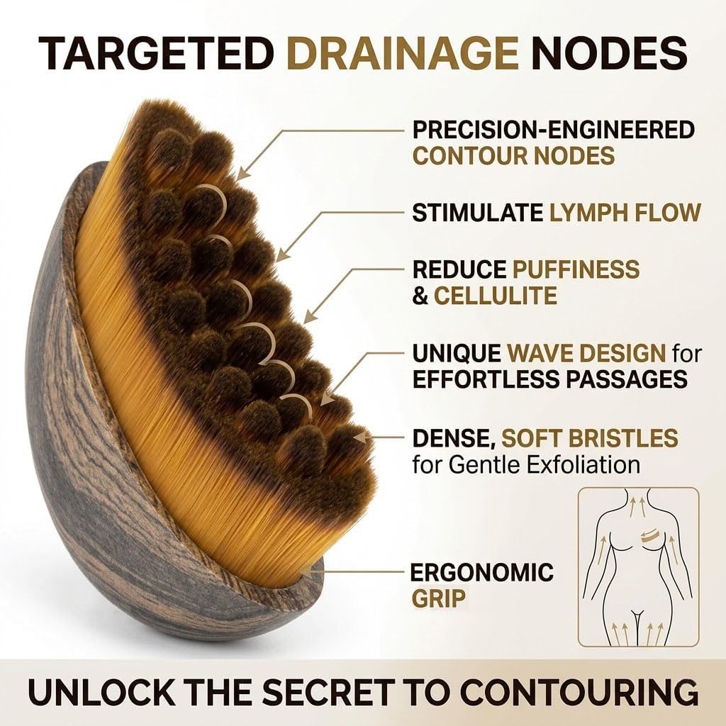 Lymphatic Contour Face Brush, 2 Pack Soft Bristle Facial Massage Tool for Face & Neck, Ergonomic Skincare Brush for Depuffing & Daily Self-Care
