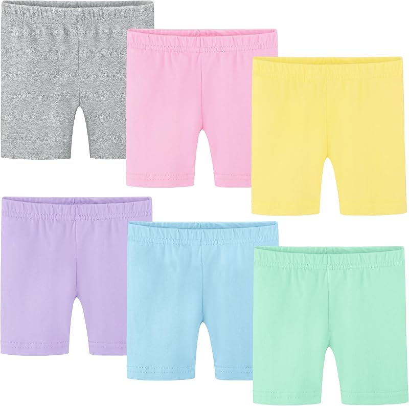 Poroka Pack de 6 Bicicletas para Bebés y Niños Pequeños Pantalones Cortos Suaves de Verano para Niñas Ropa de Danza Pantalón Corto de Seguridad Sólido para Niños