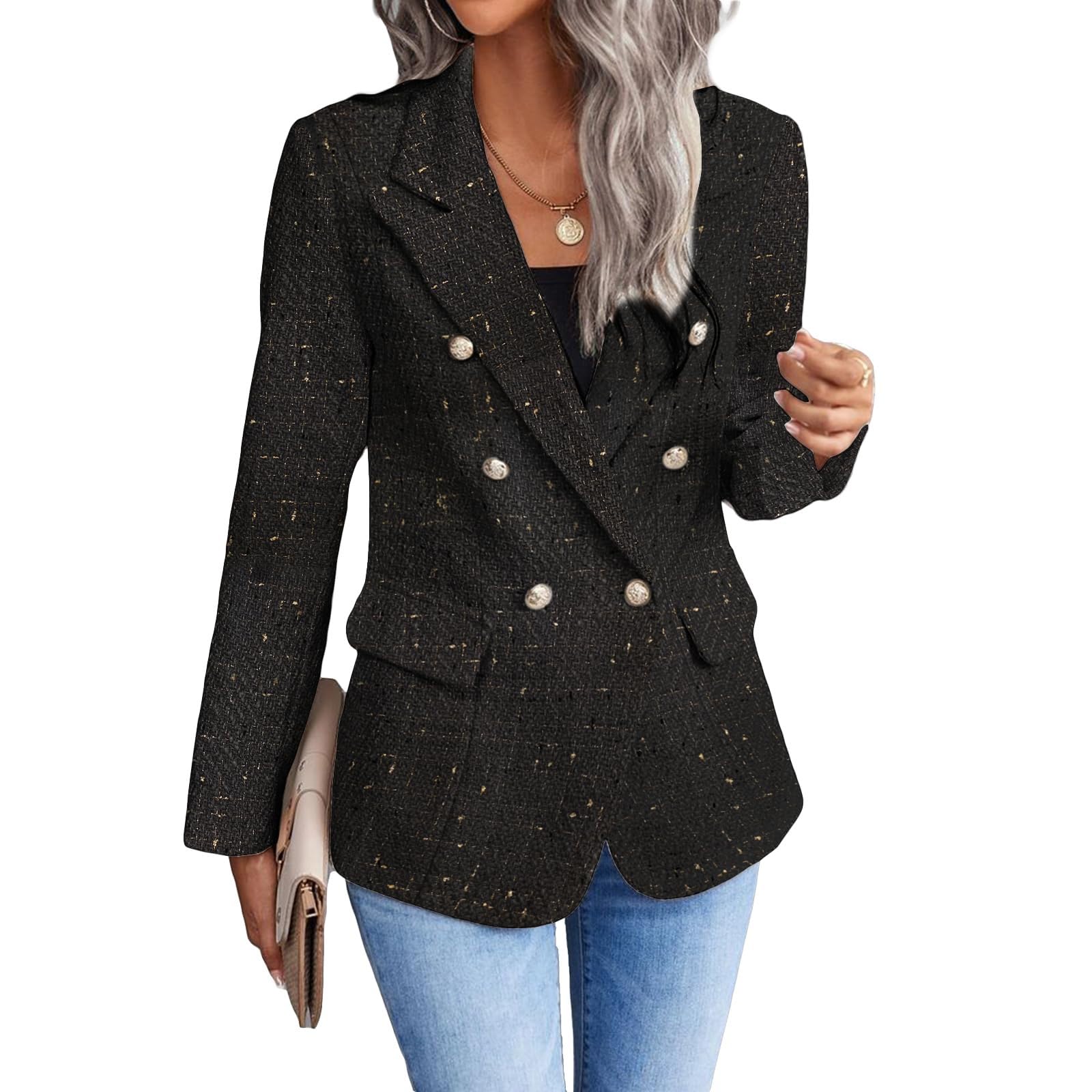 Blazer Damen Sportlich, Jackett Frühling Sweatblazer, Vintage Bequem Blaser Jacke Damenblazer Frühjahr Regular Fit Open Front Einfarbig Blazer Anzug Frauen Festliche Kleidung Damen Große Größen