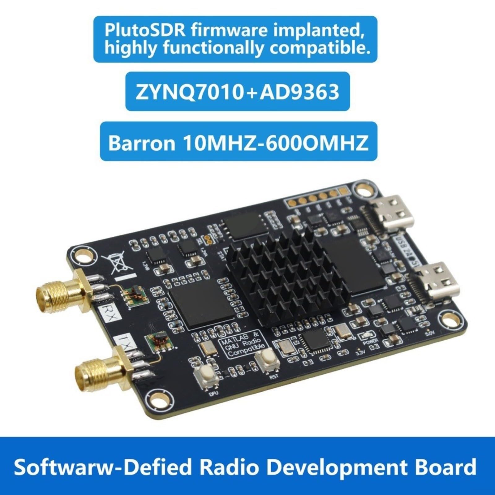 Placa de desarrollo de radio definida por software ZYNQ7010 AD9363, rango de frecuencia de 10 MHz-6 GHz, XC7Z010 FPGA, 512 MB DDR3, USB 3.0, para radioaficionados, ingenieros y estudiantes, carcasa de