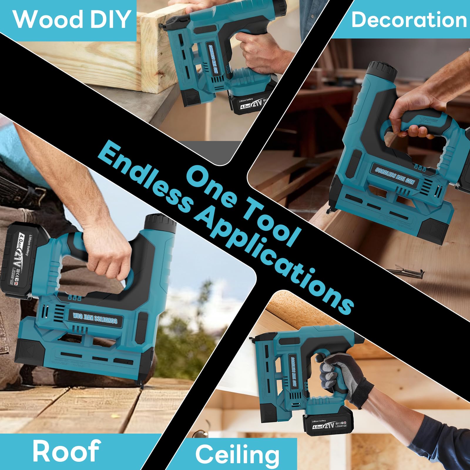 Yofuly Sparachiodi a Batteria Compatibile con batterie Makita 18v, 2026 Upgrade 18GA 2-IN-1 Pistola Sparachiodi Elettrica Profondità Regolabile, 1000Chiodi e Graffette per Lavori in Legno
