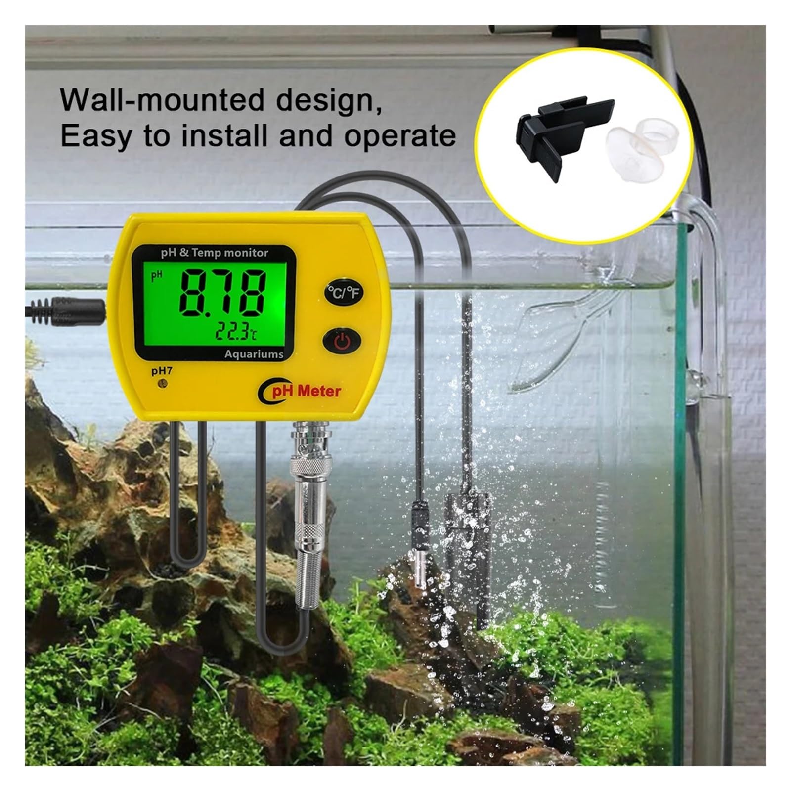 Misuratore PH con Retroilluminazione Online PH-991 Tester for Acquario Monitor Temperatura Strumento Acidimetro for Acqua della Piscina del Serbatoio Rilevamento Rapido E Preciso