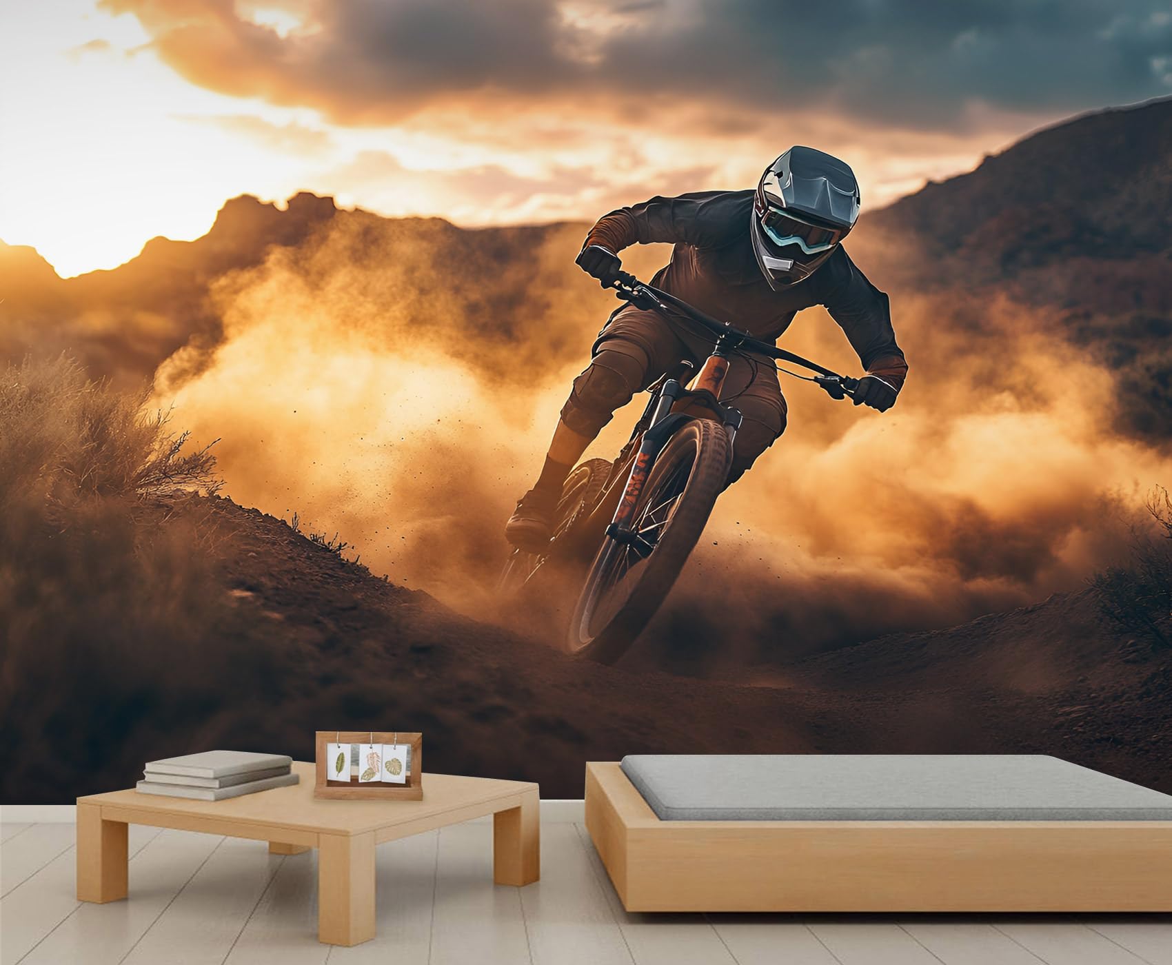 Motorcycle Wall Murals, Motorcycle Rally Mural, Extreme Sports Wallpaper for Living Room Bedroom Study TV Background Decor - 390x260cm — image 1