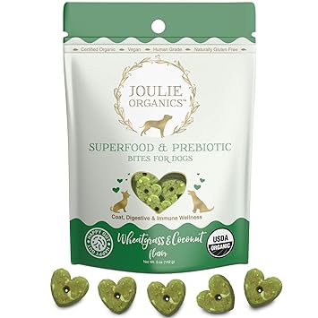 Joulie Organics - Superfood & Prebiotic Dog Treats | Organic | Human Grade | Made in The U.S.A. | Supports Gut & Immune Health (Wheatgrass & Coconut)