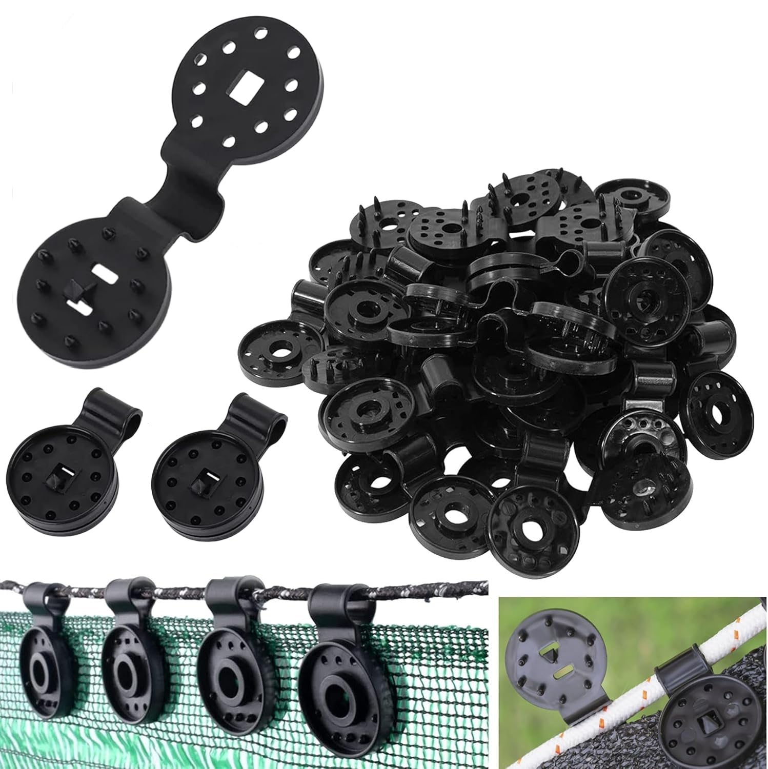 100 Pcs Shade Cloth Clips, Shade Cloth Heavy Duty Lock Grip, Premium Net Plastic Clips, Fabric Clip for Greenhouse Outdoor Garden Netting, Anti Bird Netting,Shade Netting Accessories
