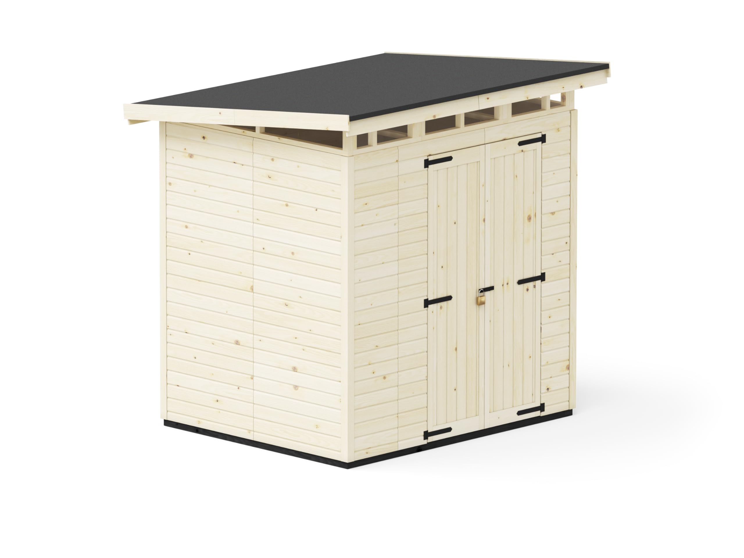 Upyard Gartenhaus Strongbox L - Robuste Holz Gerätehaus mit imprägniertem Fundament und extra Strapazierfähigem Onduline Dach, 203x163 cm, Naturholz