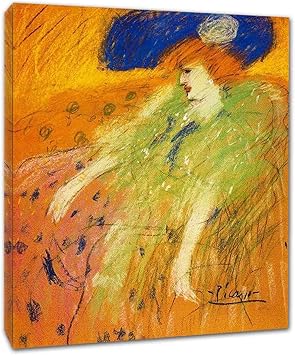 Amazon Co Jp パブロ ピカソ 飾り絵 ポスター モダン アートボード インテリア 絵 絵画 印刷された 部屋飾り 壁掛け 額入り 木枠付きの完成品 青い帽子をかぶった女性 40x48cm 15 7x18 9in 額入り ホーム キッチン