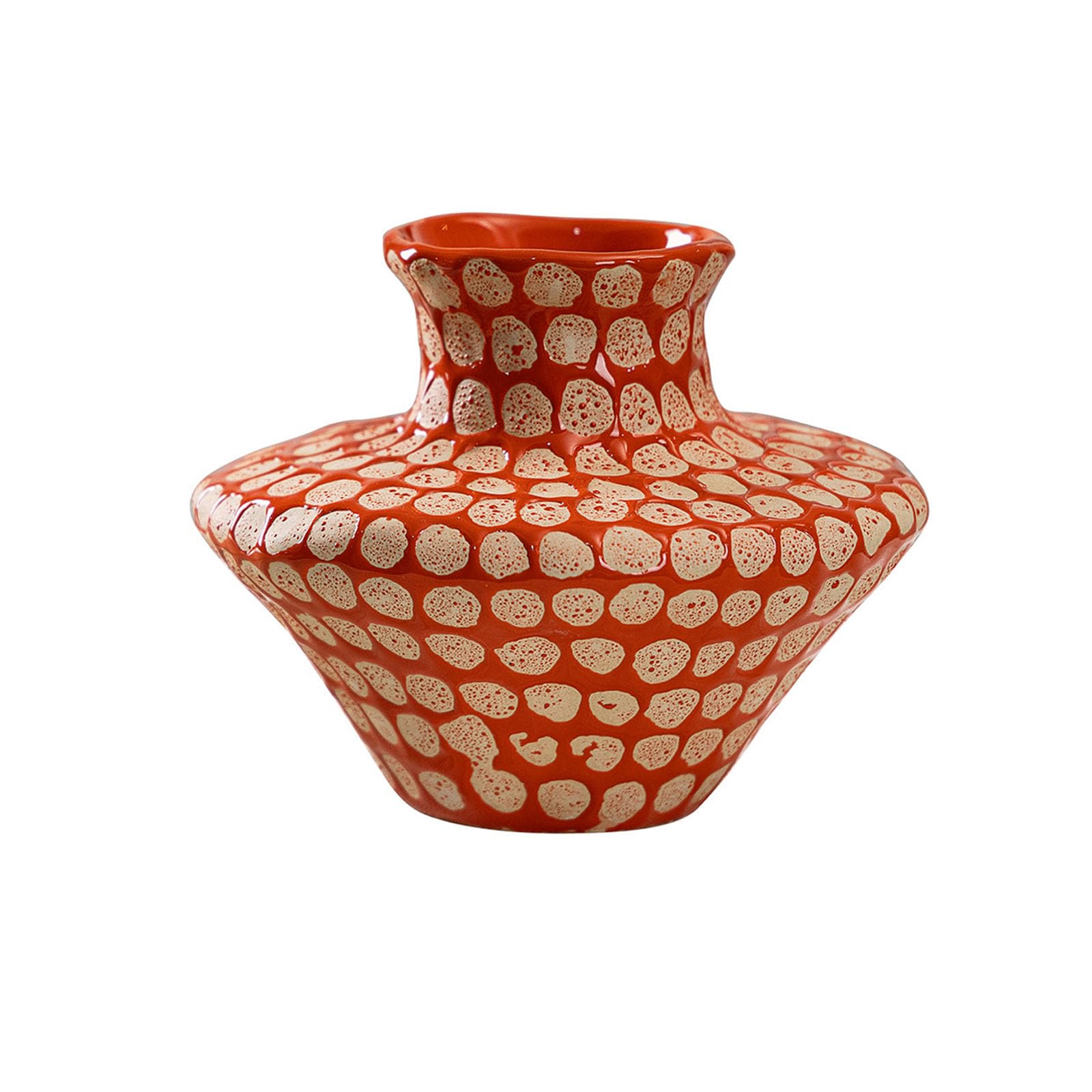 Nzzkoides Red Art Vase, Vintage Ceramic Vase, Ornament For Living Room, Bedroom, Dining Table Center, Hotel, Office, Hand-Painted, Size 19 * 19 * 15Cm(Size:19 * 19 * 15Cm,Color:red)