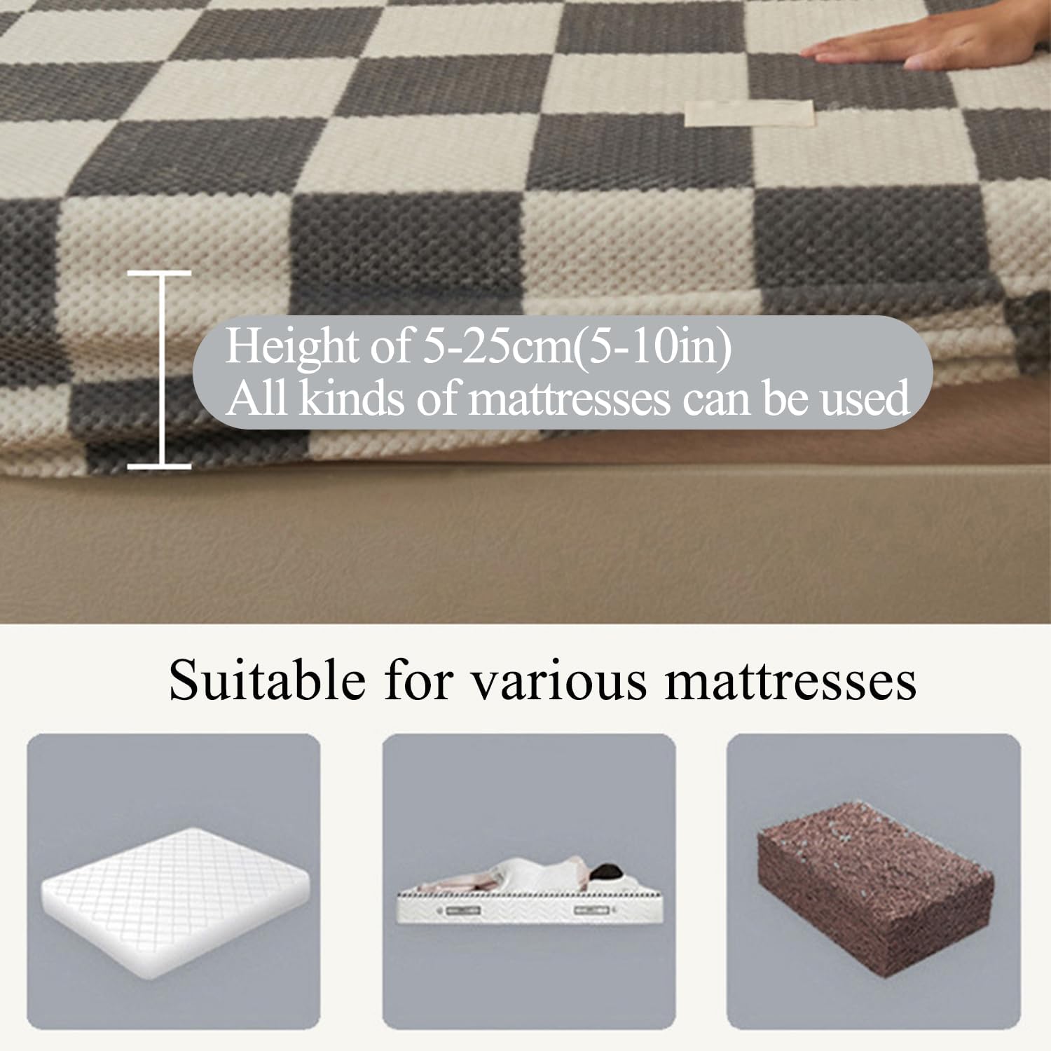 Warm Mattress Protector Queen Size Bean Velvet Fitted Sheet Soft Fluffy Plaid Pattern Mattress Cover with 10 in Deep Pocket Bedsheet Machine Washable Mattress Topper,A,120x200cm