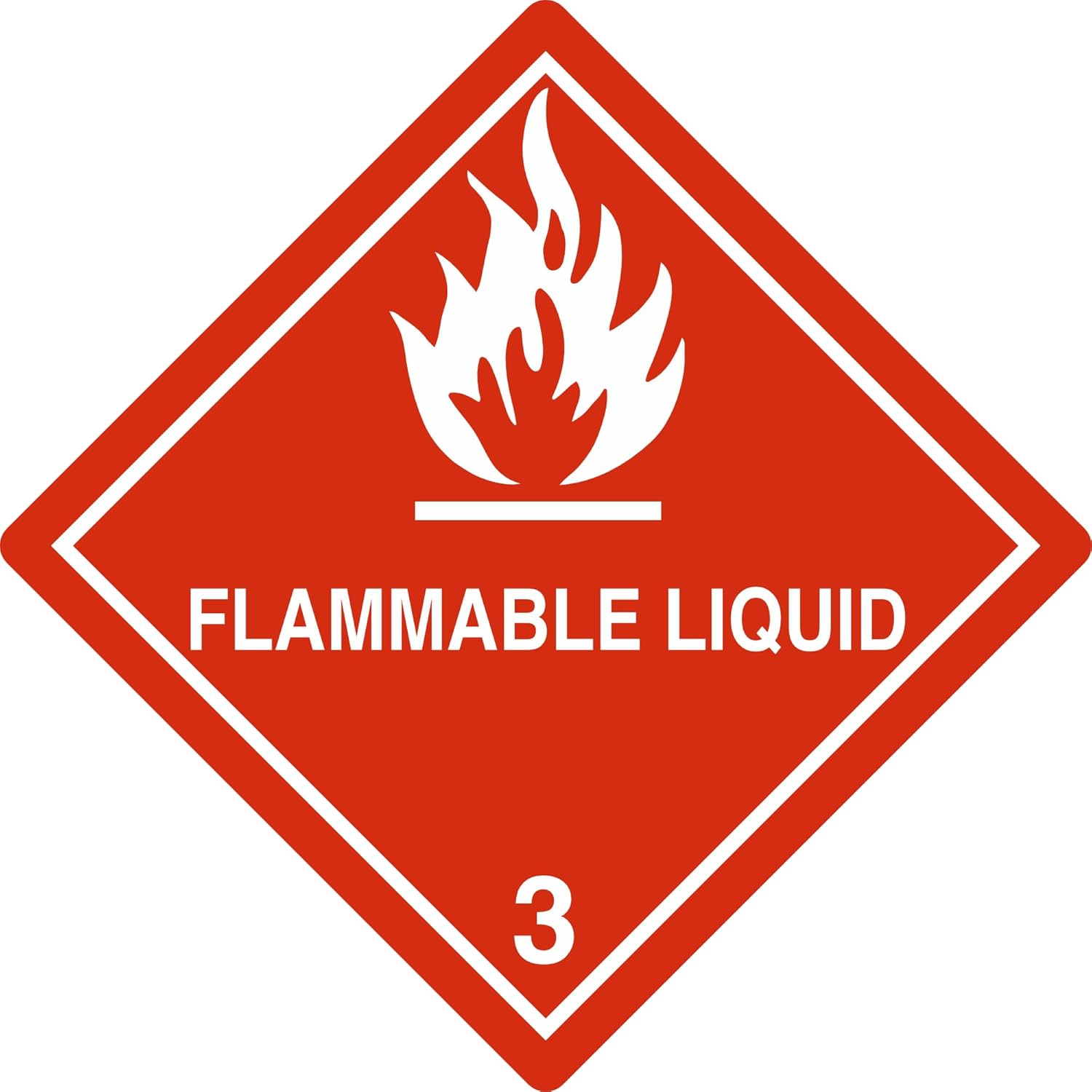 SmartSign (500/Roll) DOT Hazmat Class 3 Flammable Liquid Labels with Symbol - 4" x 4" Diamond, 4 mil Vinyl with Permanent Adhesive, Shipping/Packing/Handling Labels, Red/White