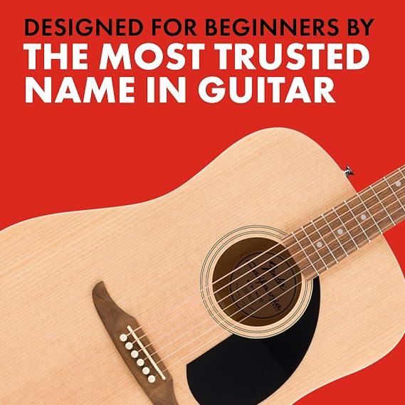 Fender California Debut Redondo Series Acoustic Guitar Pack, Beginner Guitar, Includes Gig Bag, Stand, and More, Natural