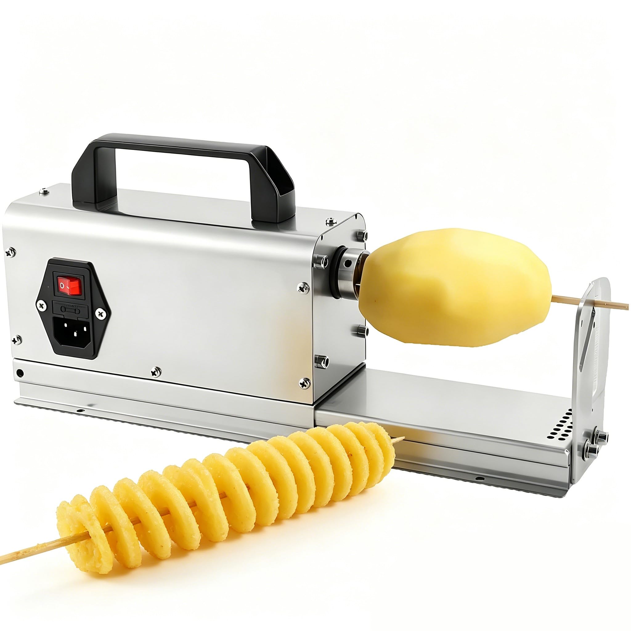 YXYLJOZ Electric Potato Chips Slicer Spiral Potato Cutters Twisted Potato Slicer Spiral Twister Cutters Thicker Stainless Steel Vegetables Cutting Machine for Home and Commercial