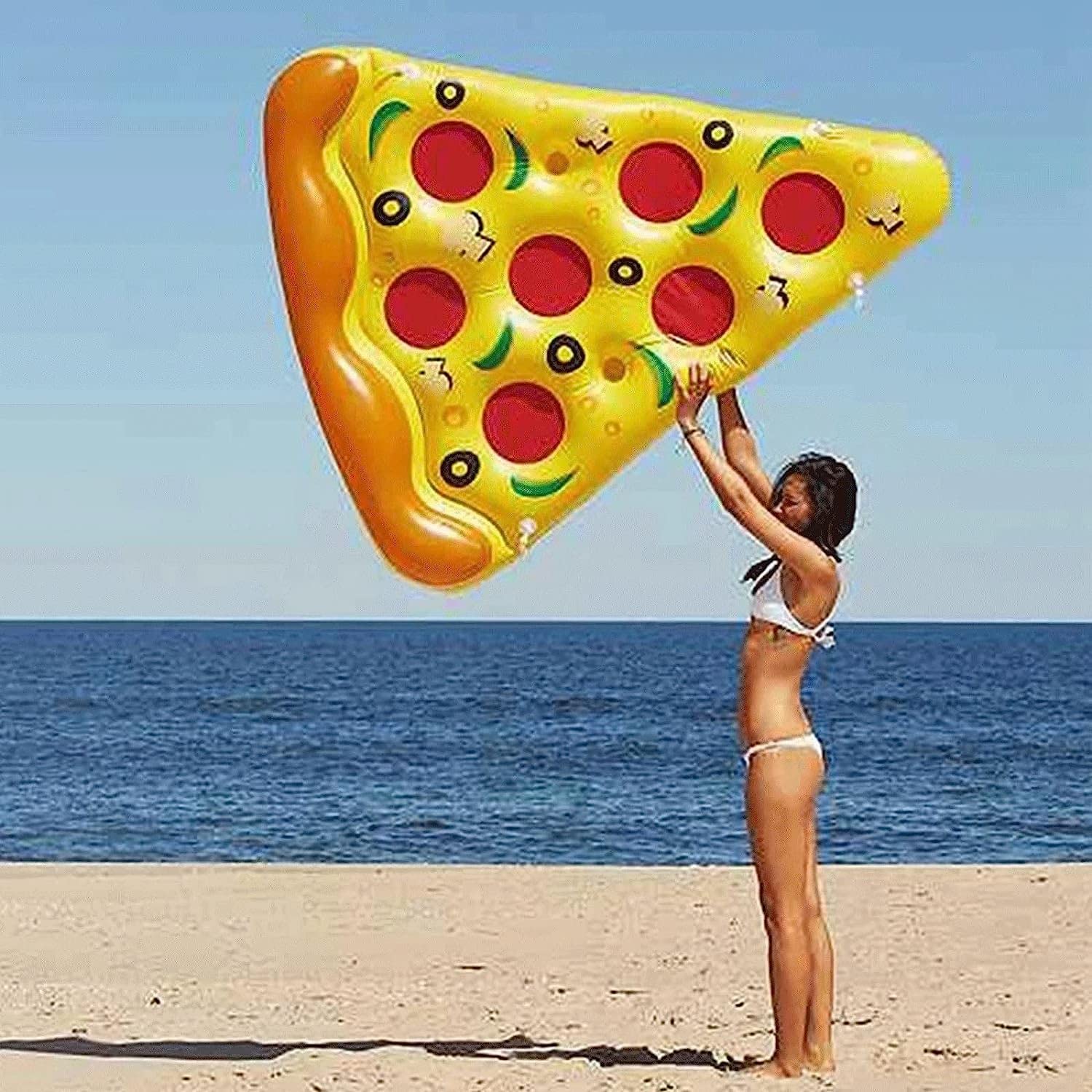 Fila Galleggiante a Forma di Pizza, zattera salotta Sportiva per Acqua Estiva, Galleggiante in Piscina Gonfiabile con Pompa elettrica per la Festa della Piscina LWX