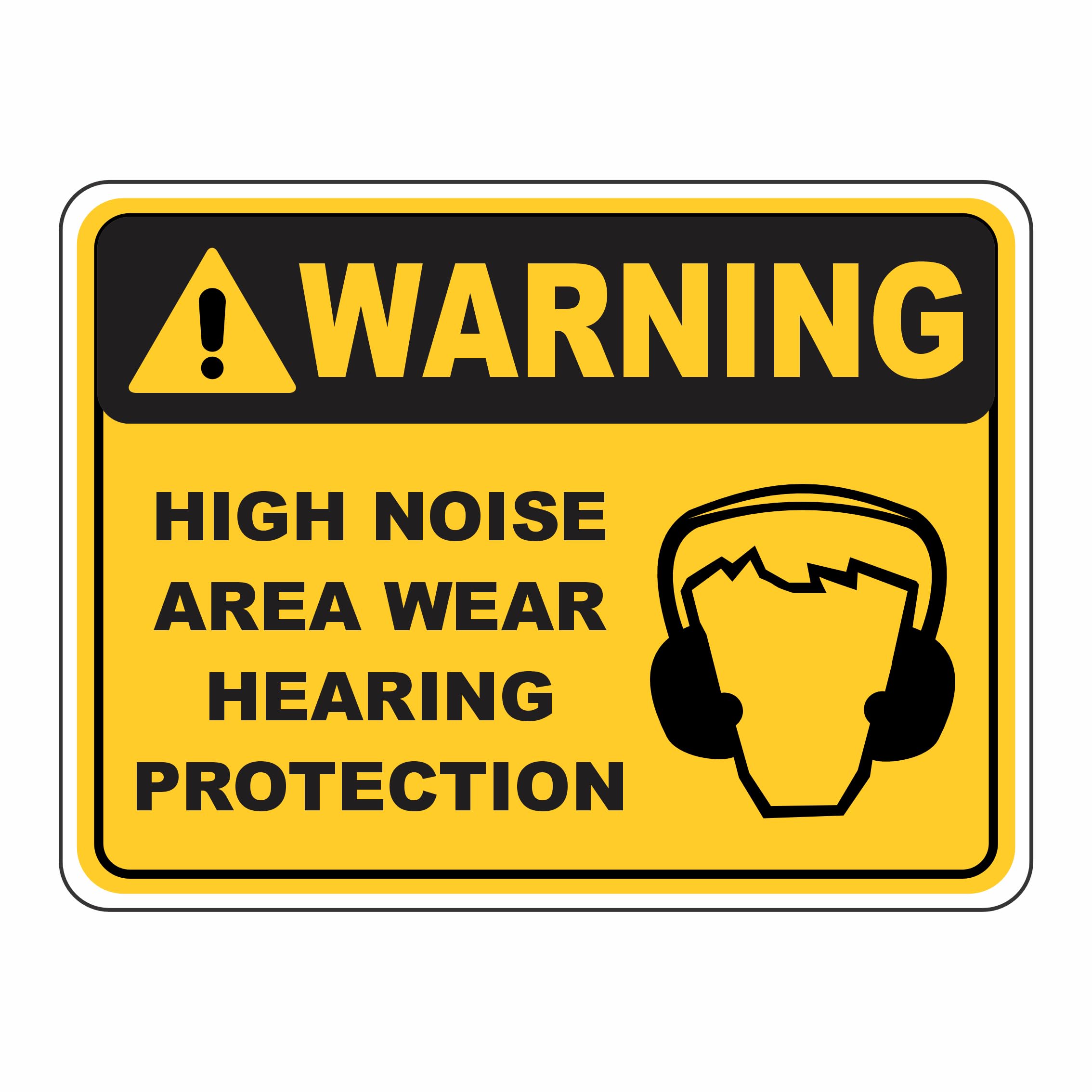 High Noise Area Wear Hearing Protection with Symbol Warning Signs Metal Tin Sign 8 x 12 inch for Industrial & Commercial