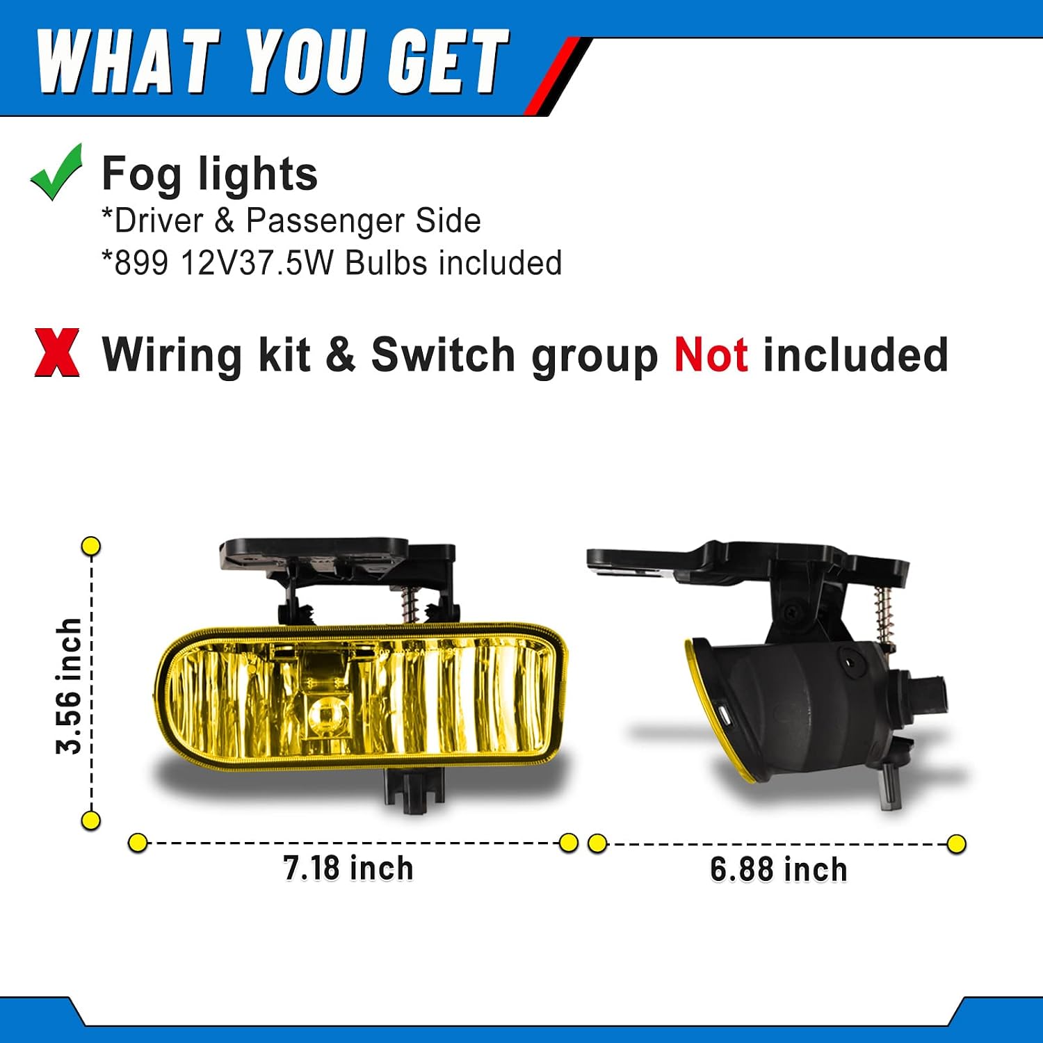 Fog Lights Lamps Assembly fit for GMC SIERRA 1500 2500 3500 1500HD 2500HD Yukon XL 1999 2000 2001 - 2006 Amber Yellow