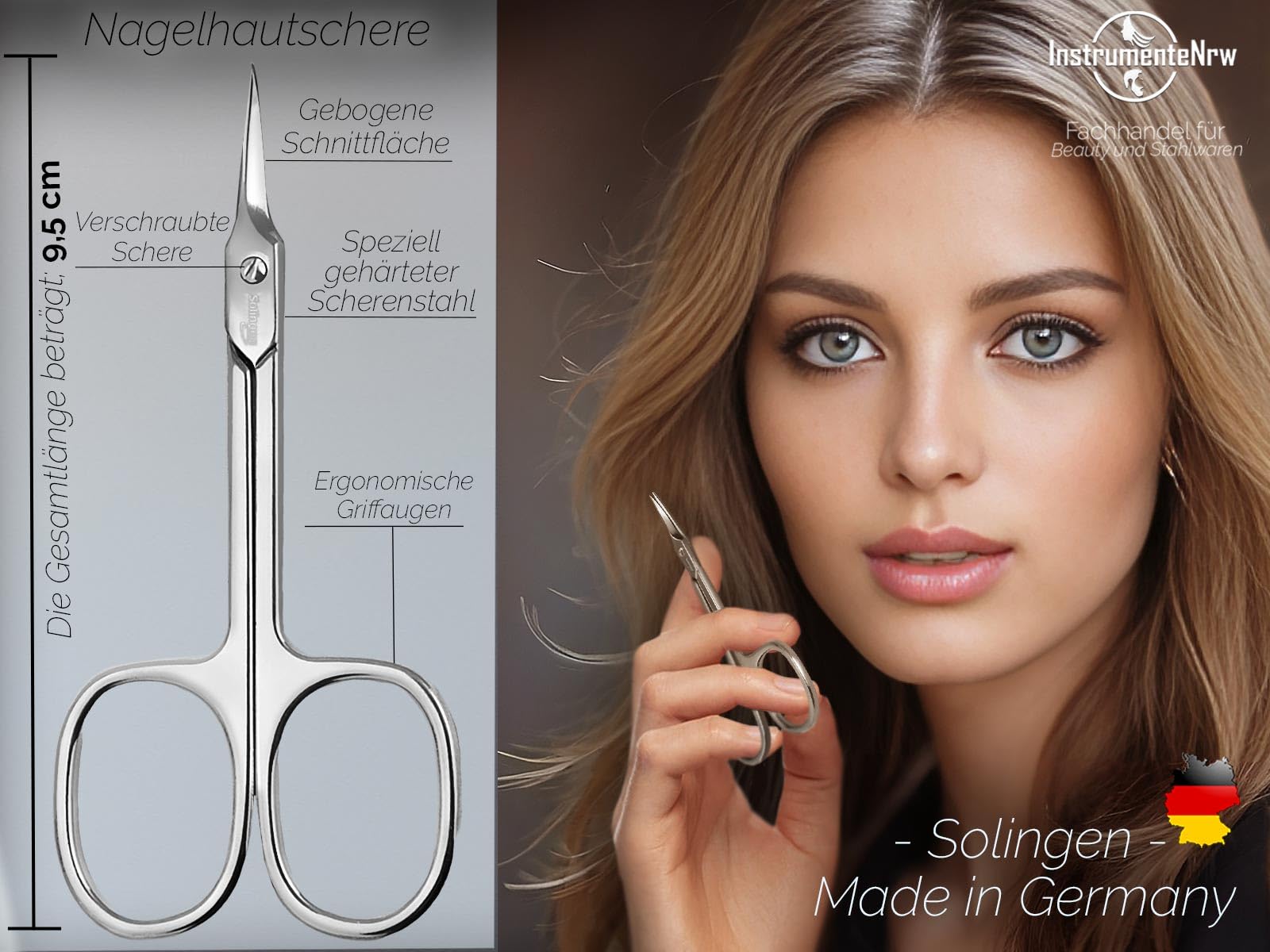 Nagelscheren Set aus Solingen Nagelschere und Hautschere - Made in Germany Set für präzise kürzen an Fingernagel Fussnagel und Nagelhaut mit Etui