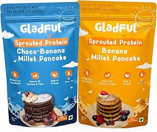 Gladful Chocolate and Banana Millet Pancake, No Maida, No Refined Sugar, Gluten Free, High Protein, No Palm Oil, Low GI Millet Grain 300 Grams (Pack of 2)