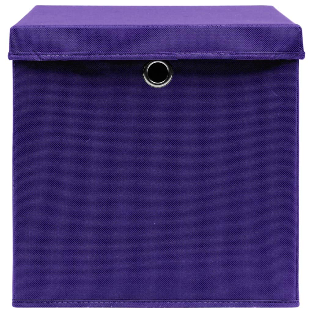 Chusui Aufbewahrungsboxen mit Deckel, 10 Stück, Organizer für Schubladen, Organizer, Spielzeugbox, Aufbewahrungsbehälter, Aufbewahrungsbehälter, violetter Stoff, 32 x 32 x 32 cm