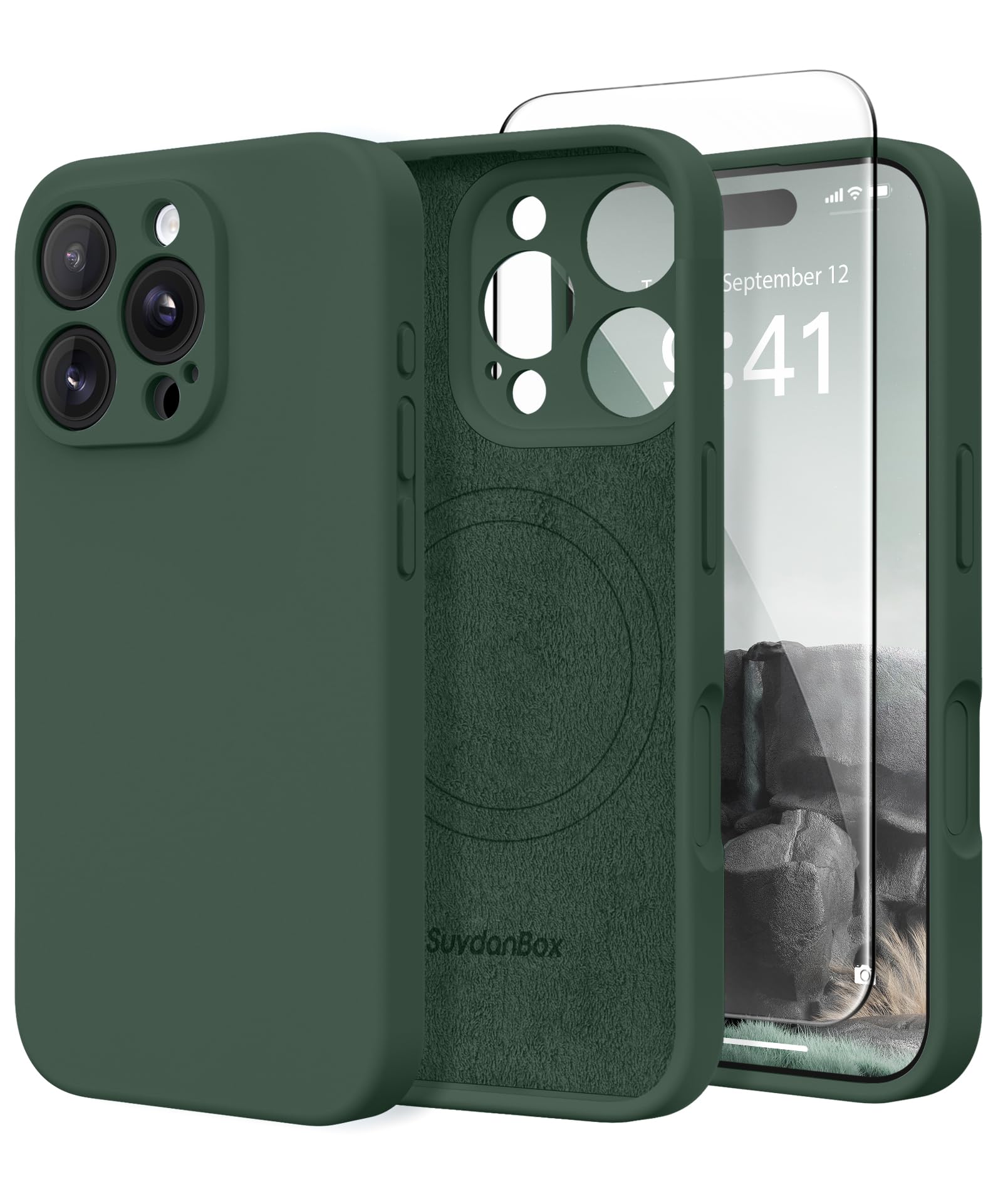 Magnetic for iPhone 16 Pro Max Case Silicone Alpine Green